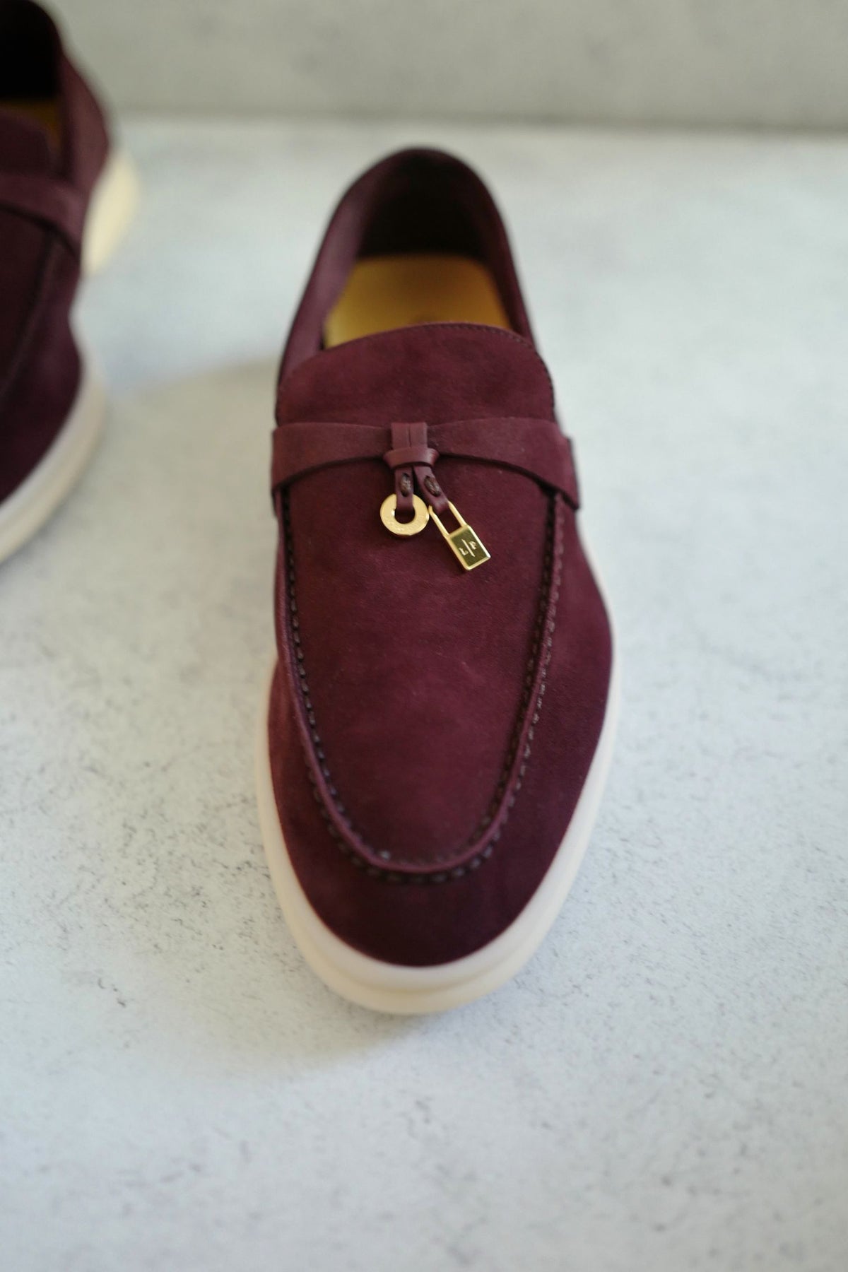 BNIB Loro Piana Summer Charms Walk Loafer Burgundy Suede Calfskin Size 37.5