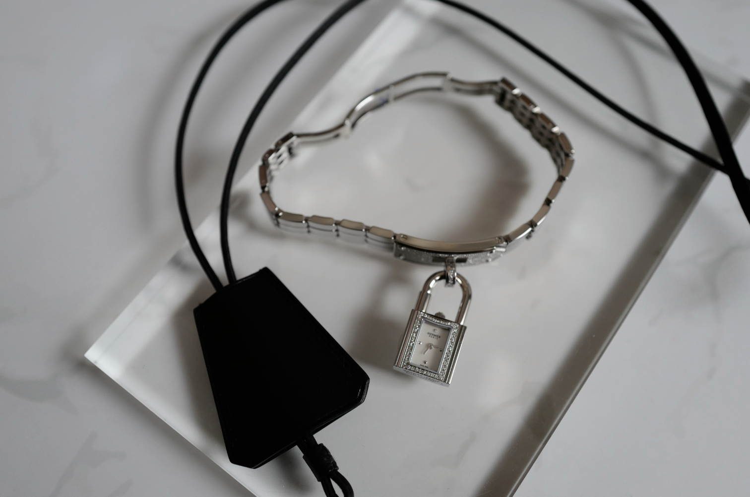 BNIB Hermes Kelly Watch Mini Model, 16 mm, Diamond Stainless Steel Bracelet