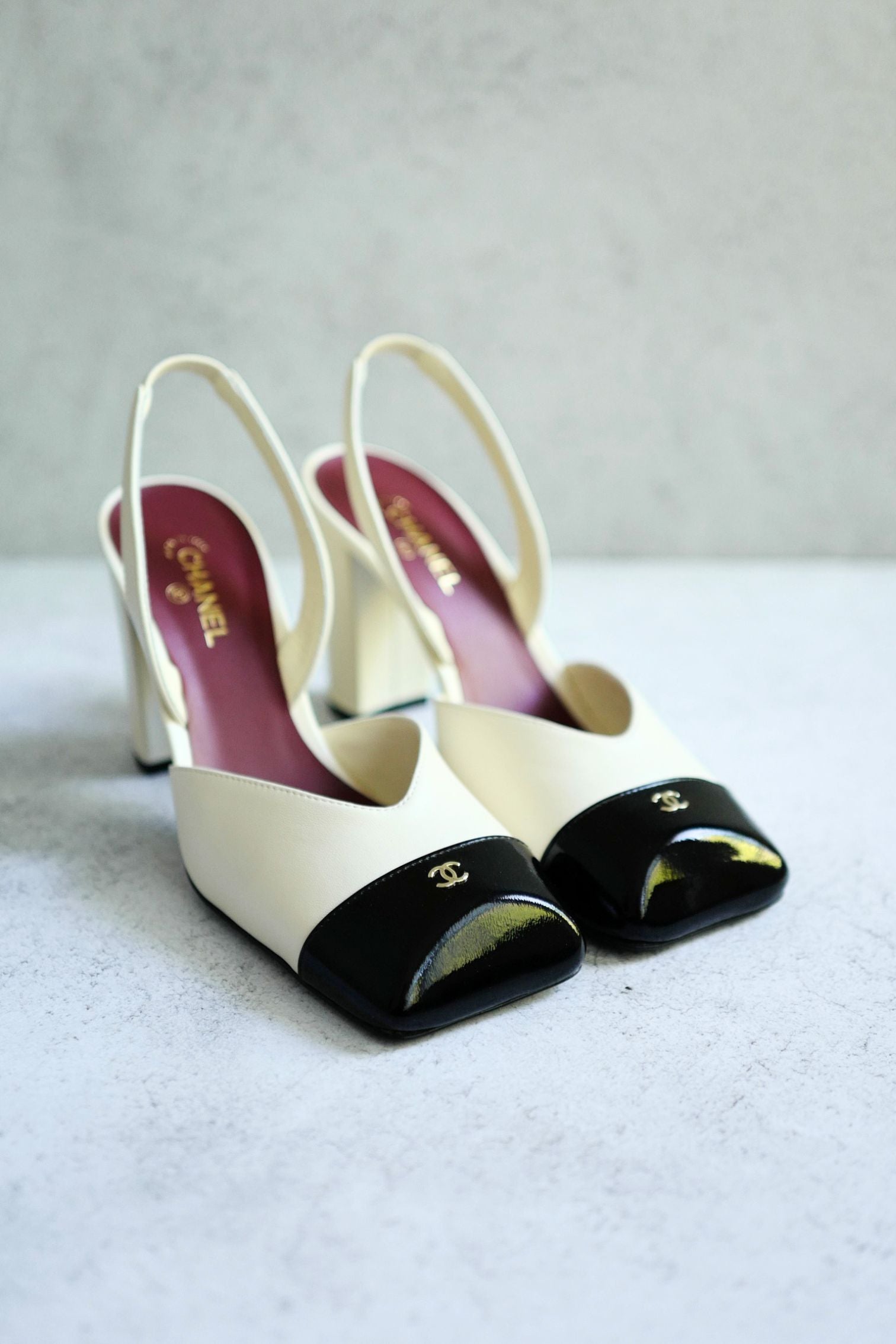 Chanel 26s Slingbacks Matthieu Blazy's Ivory Black Lambskin Calfskin Size 37