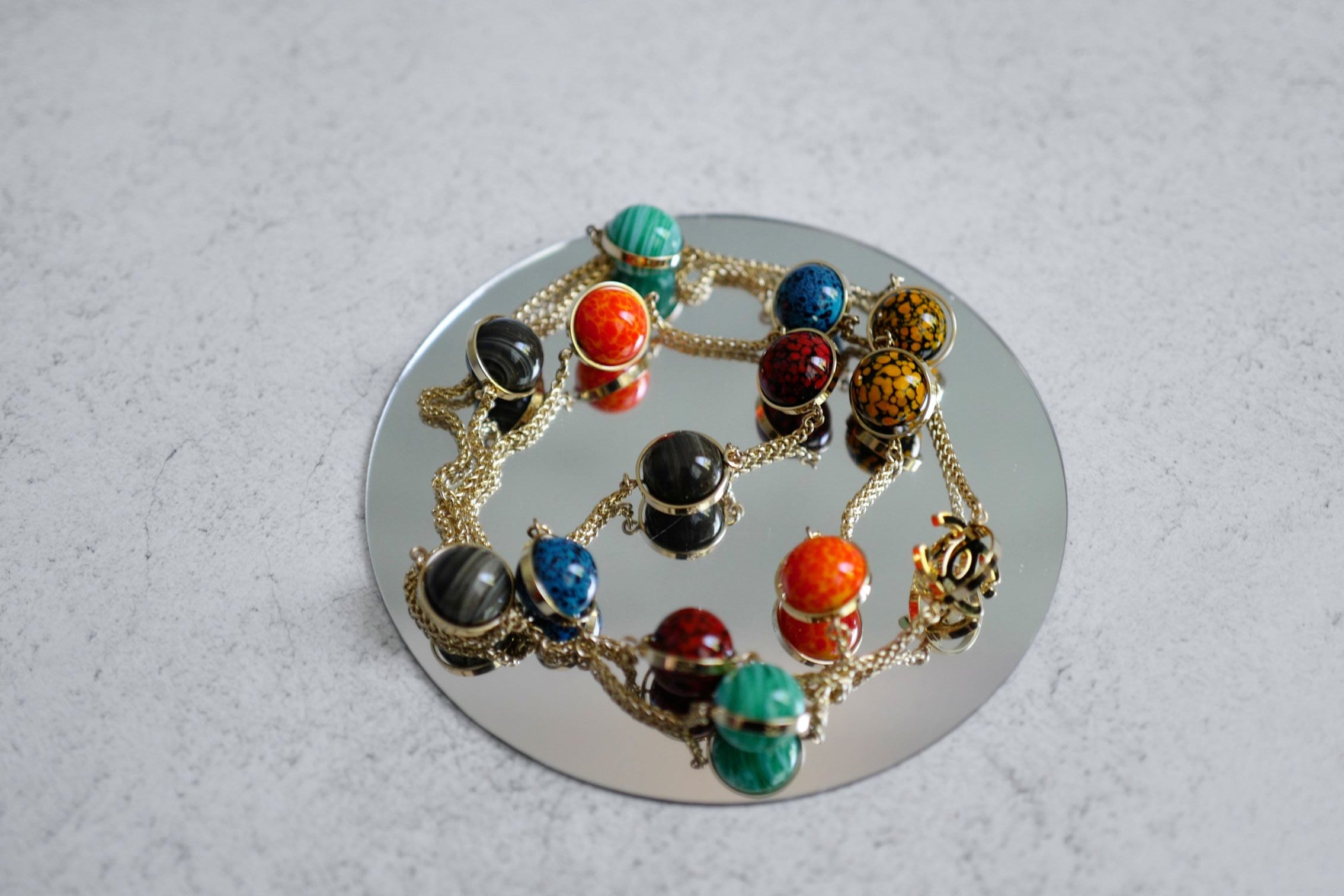 Chanel 26S Long Necklace Gold Multicolour Metal Glass Pearls
