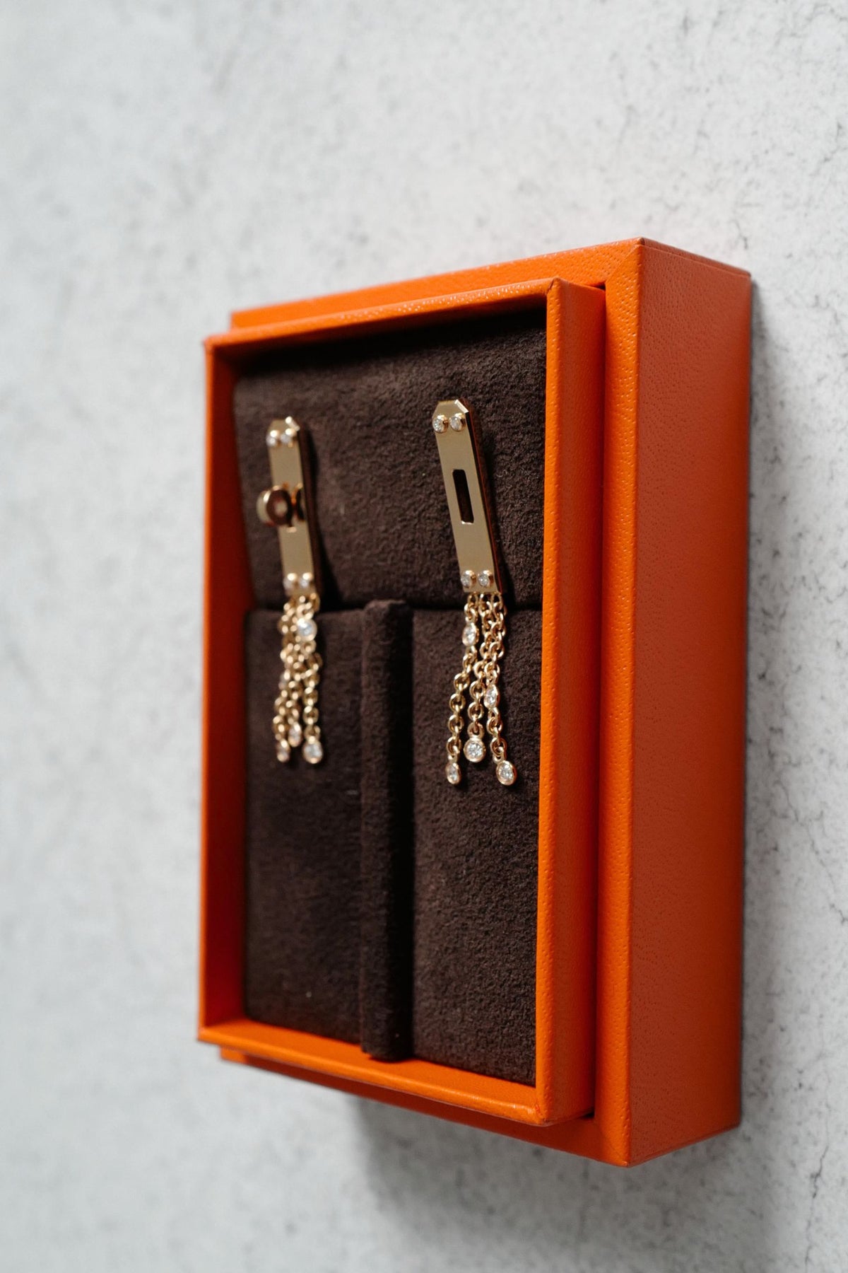 Hermès Kelly Gavroche Earrings Small Model 18K Rose Gold 18 Diamonds