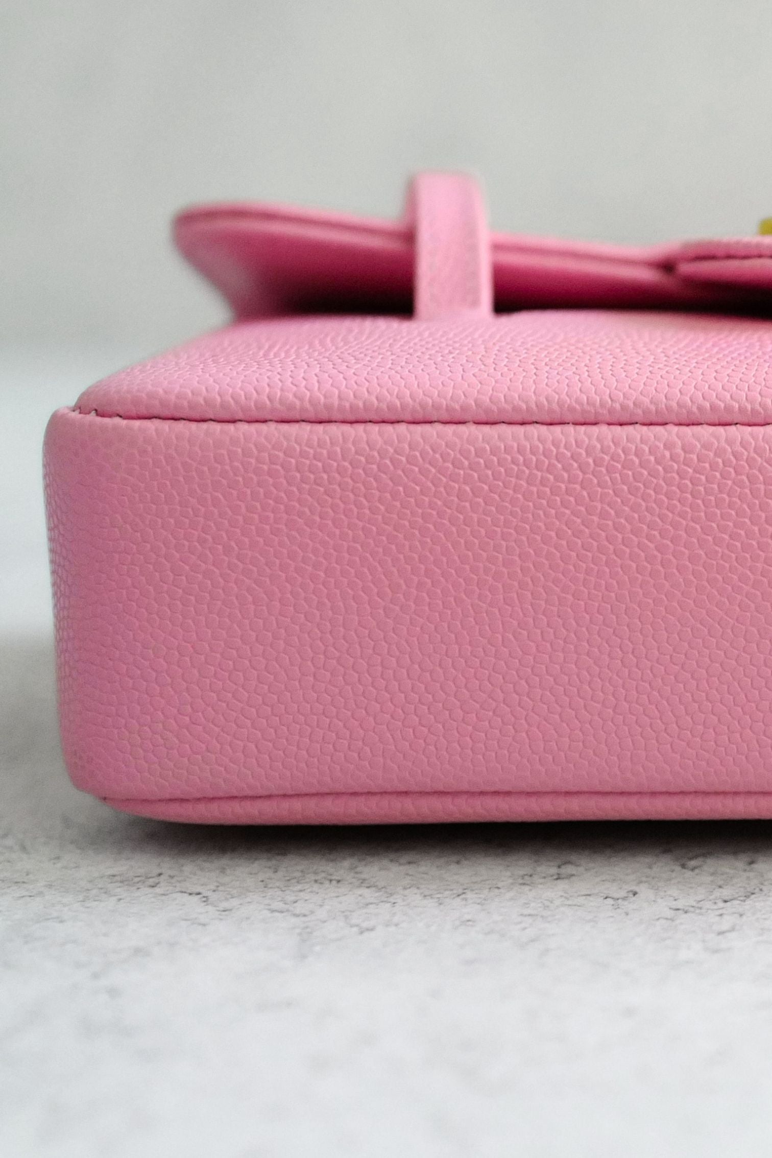 Chanel 26s Preppy Coco 17 Pink Grained Shiny Calfskin Gold Hardware