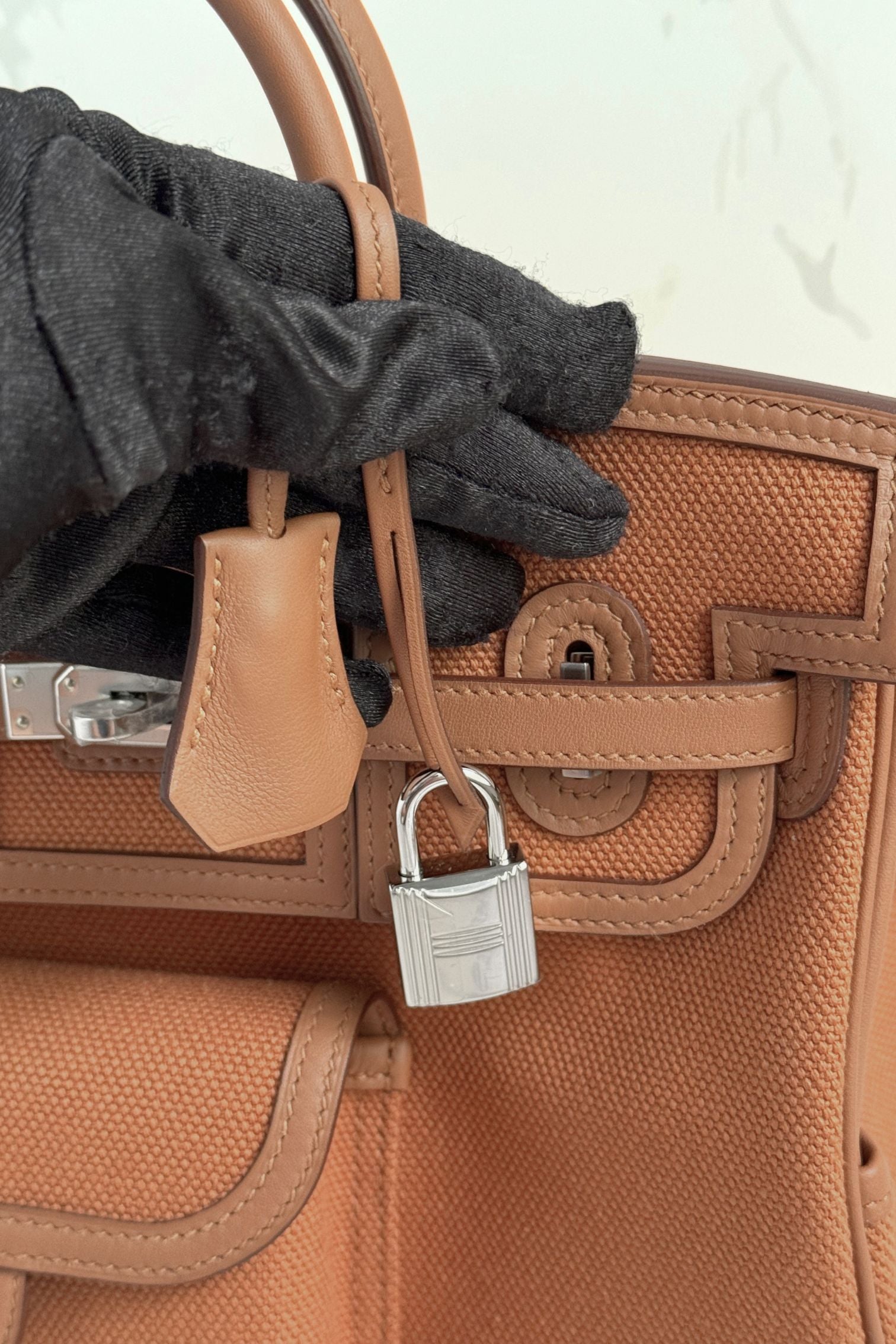 NEW HERMÈS Birkin Cargo 25 Gold Swift leather & Toile Canvas Palladium Hardware
