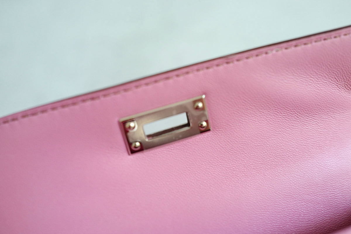 Hermes Mini Kelly 5P Bubblegum Pink Epsom Leather Palladium Hardware