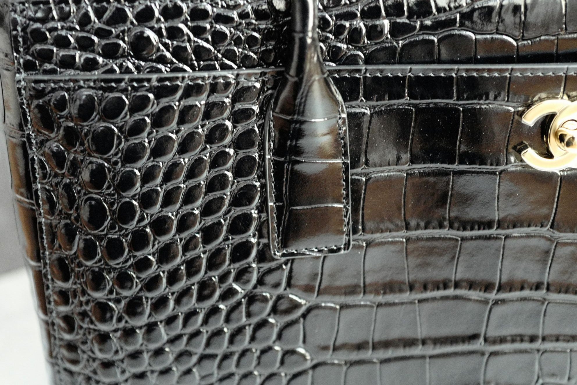 Chanel 26s Matthieu Blazy Small Shopping Bag Black Crocodile Embossed Calfskin Gold Hardware