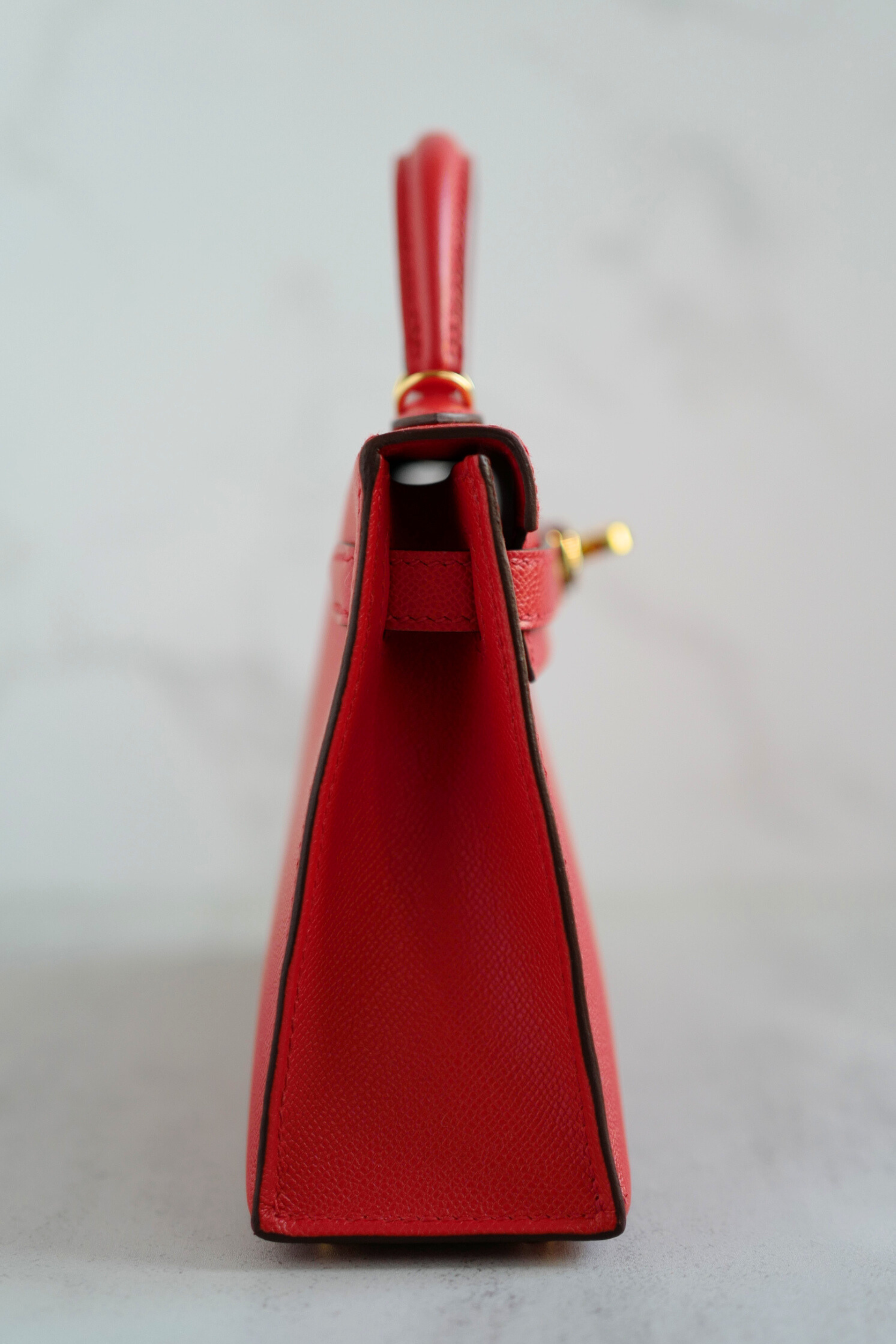 Hermès Mini Kelly Rouge De Coeur Madame Leather Gold Hardware Stamp K