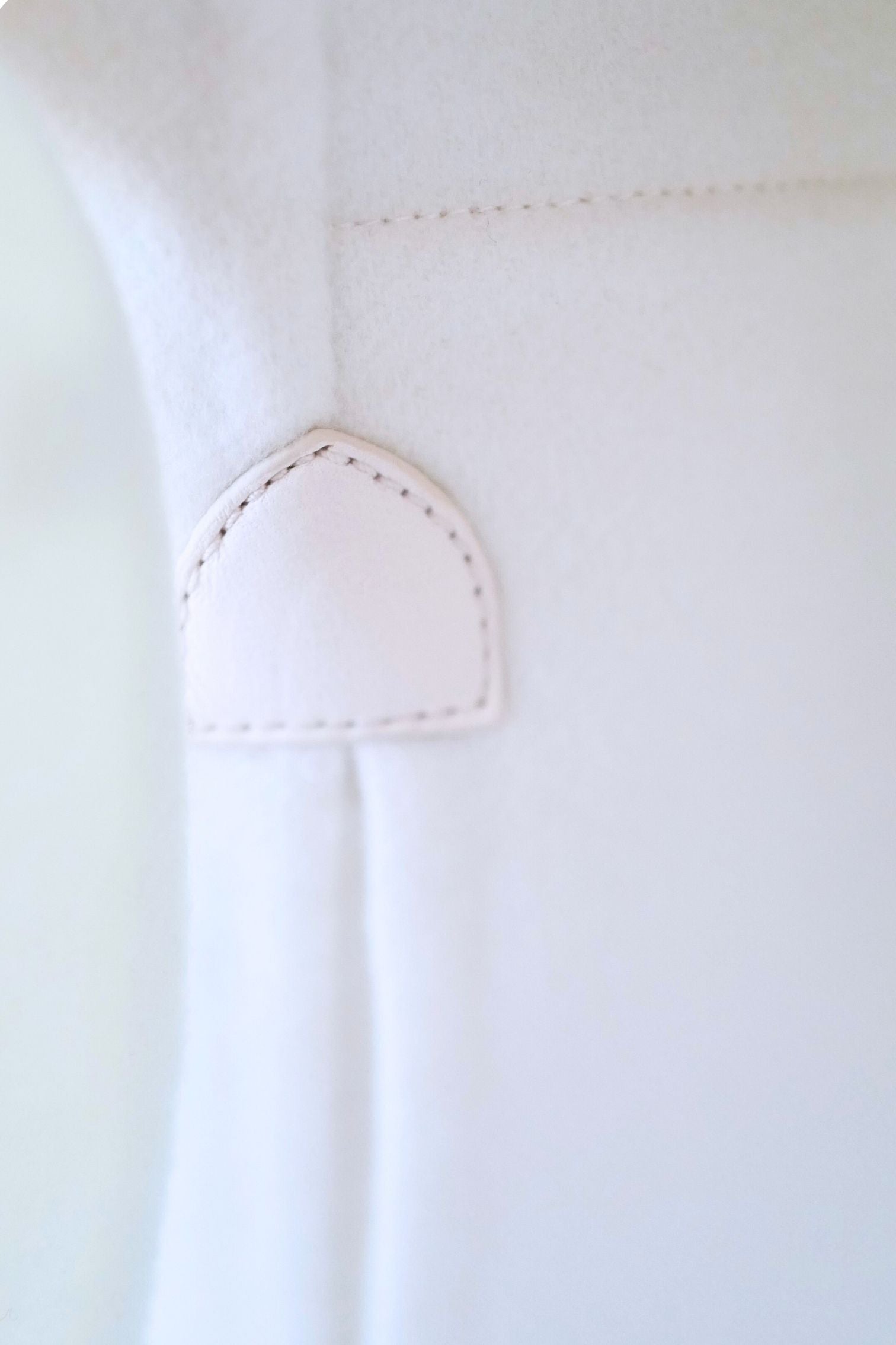 Hermès Double-Face Cashmere Coat with Felt & Leather Details in Natural White Size 34
