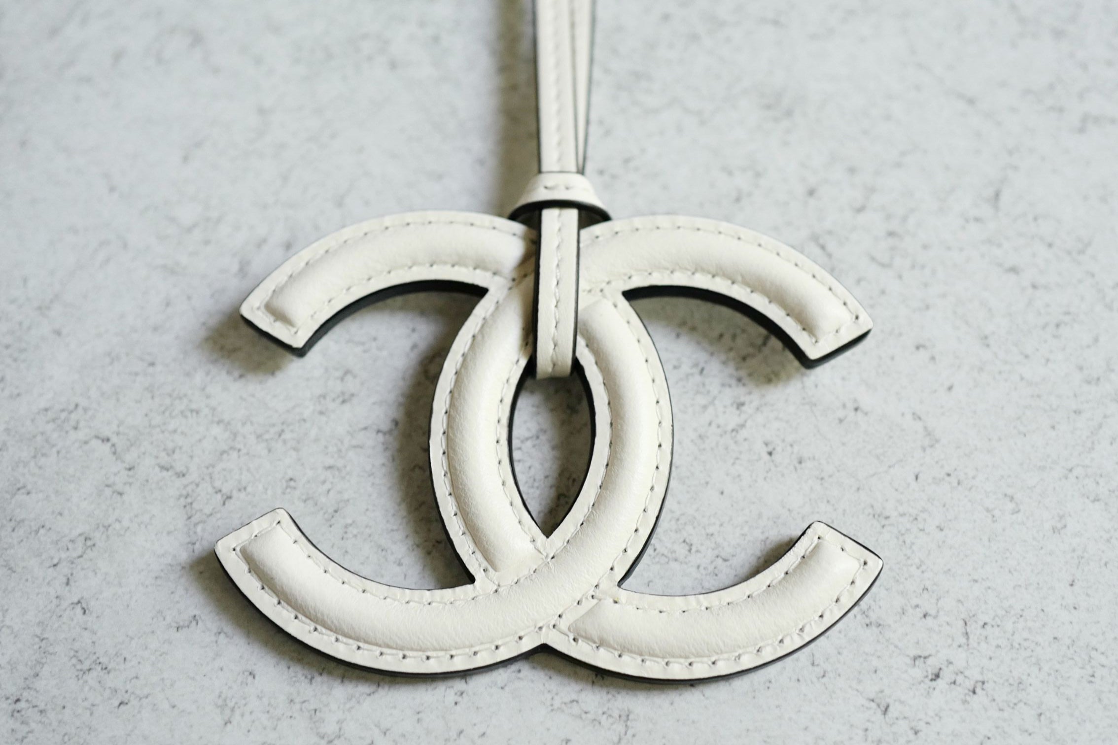 Chanel 26S Mini Bag Charm White Lambskin Leather