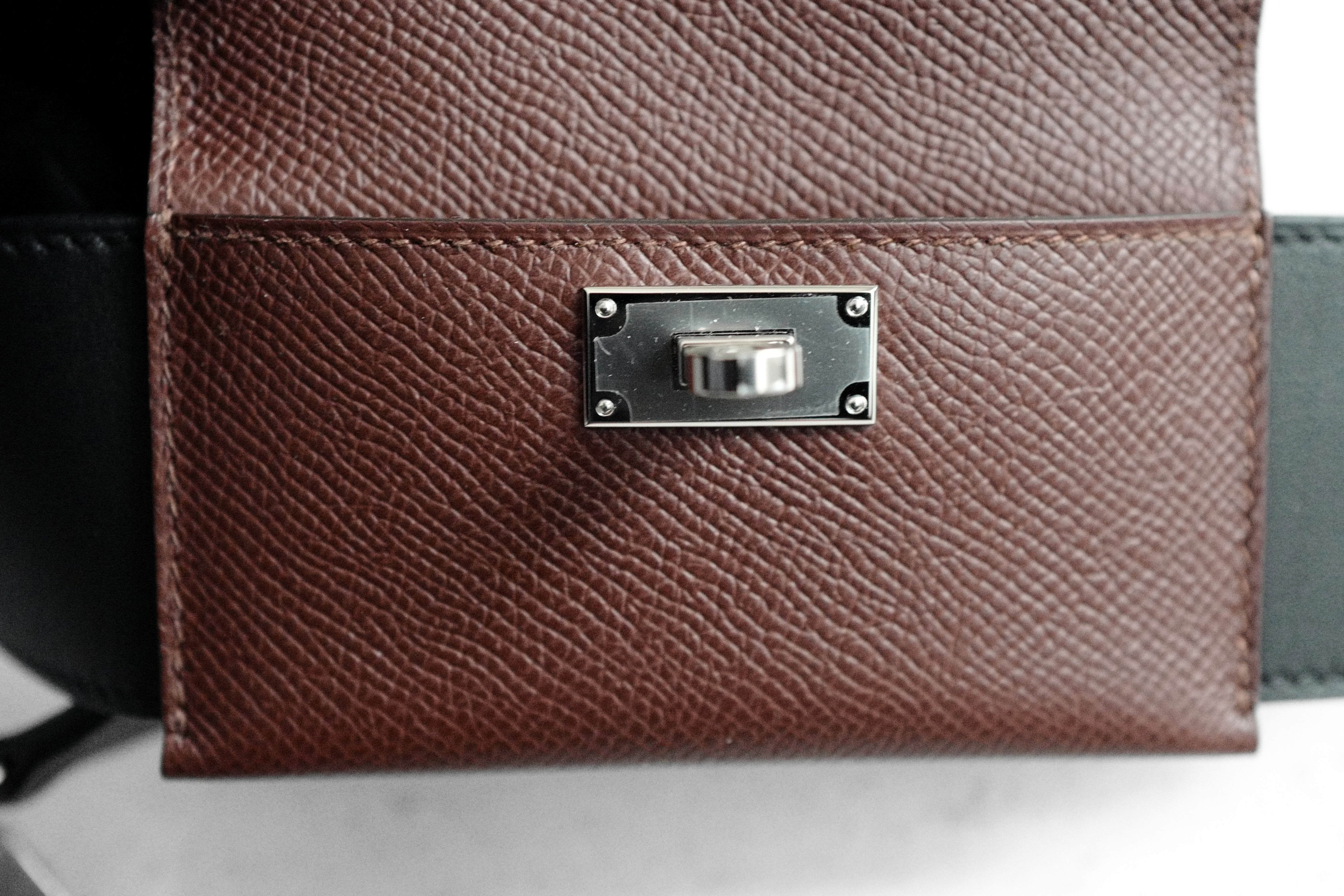 Hermès Kelly Pocket Bag Strap Noir/Terre Swift Epsom Calfskin 105 mm
