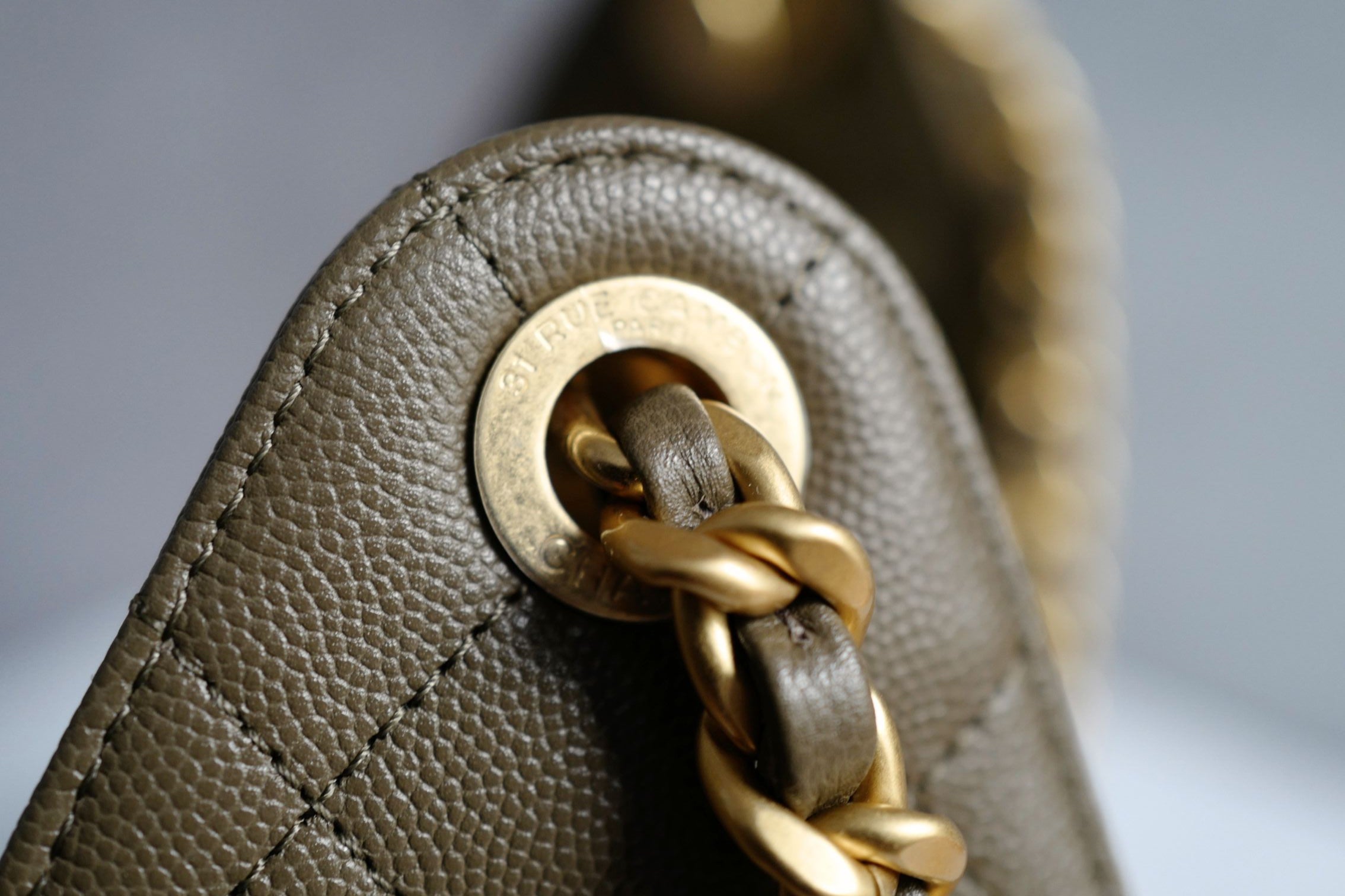Chanel 26s Small Hobo Dark Khaki Grained Calfskin Gold Hardware