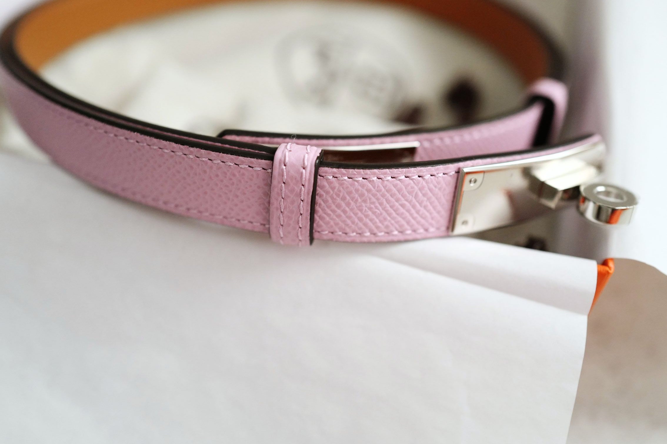 BNIB Hermès Kelly 18 Belt Epsom in Mauve Sylvestre Palladium Hardware 2026
