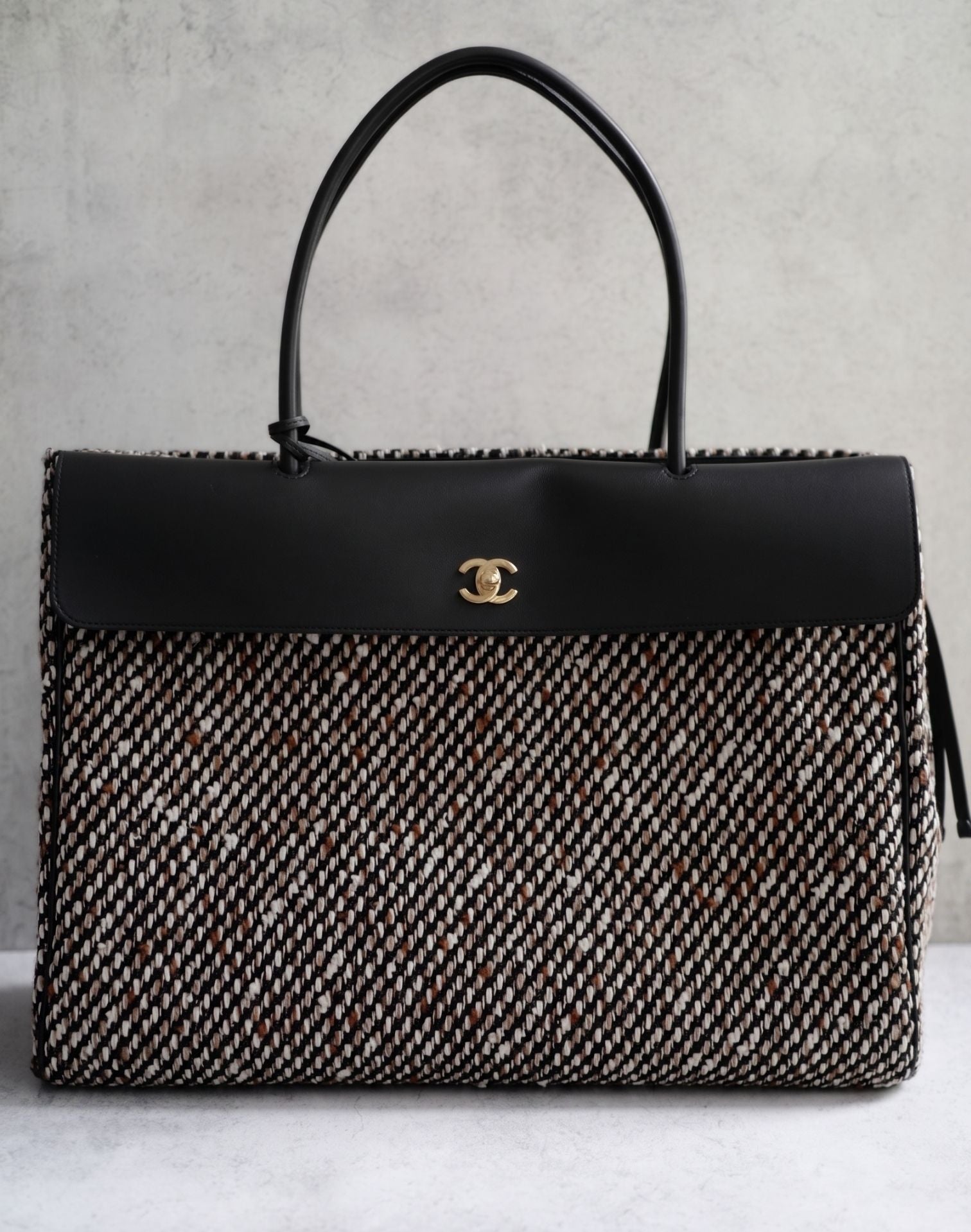 Chanel 26s Large Shopping Bag Black/Ecru Wool Gold Hardware "Matthieu Blazy's"