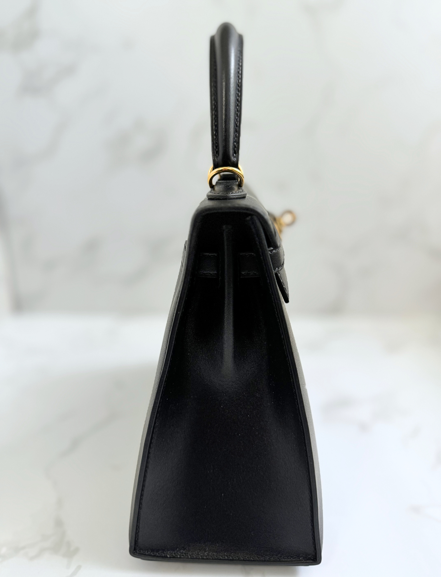 Hermes Kelly 25 Black Tadelakh Sellier Gold HW Complete Original Receipt NEW