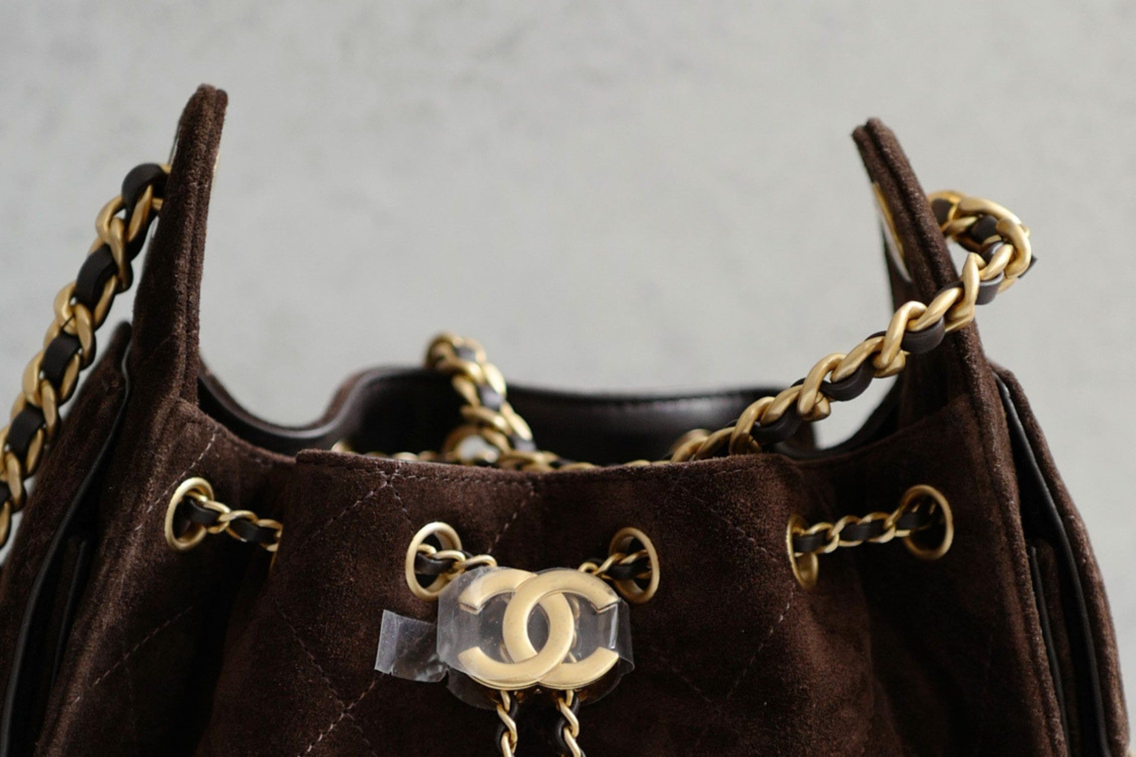 Chanel 26C Mini Hobo Dark Brown Suede Calfskin Gold Hardware