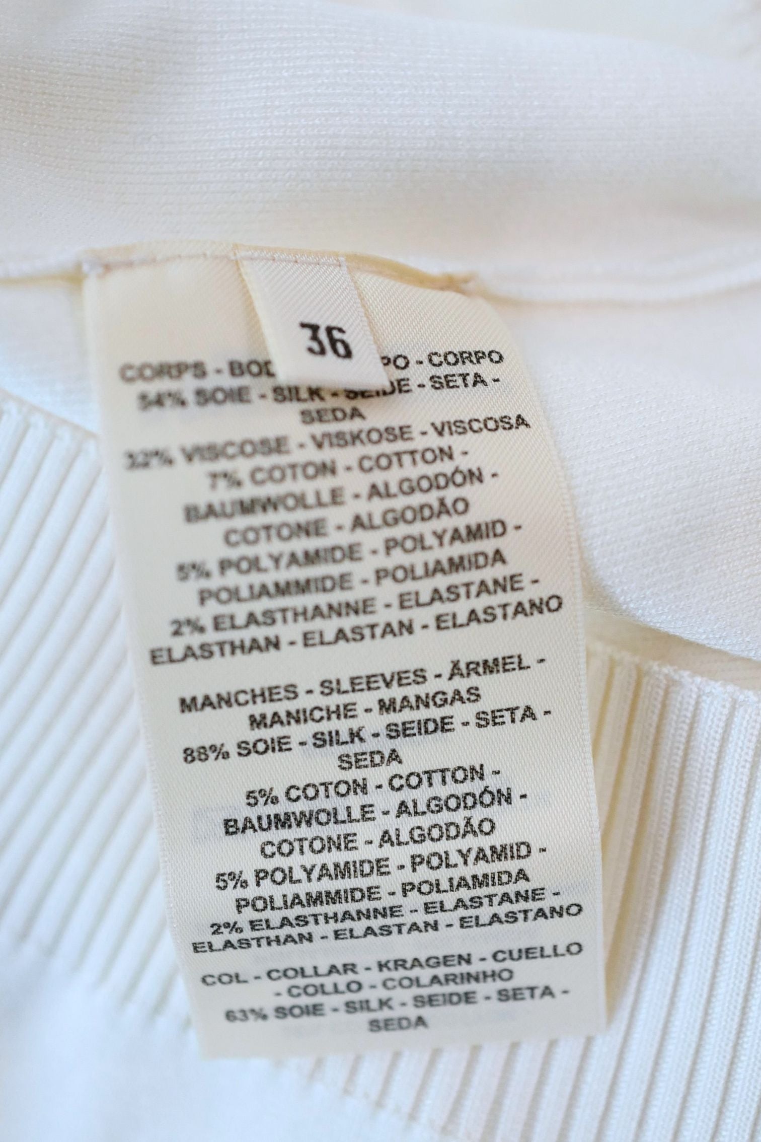 Hermès Long-Sleeve Textured Silk Cotton V-Neck Sweater Blanc Naturel Size 36