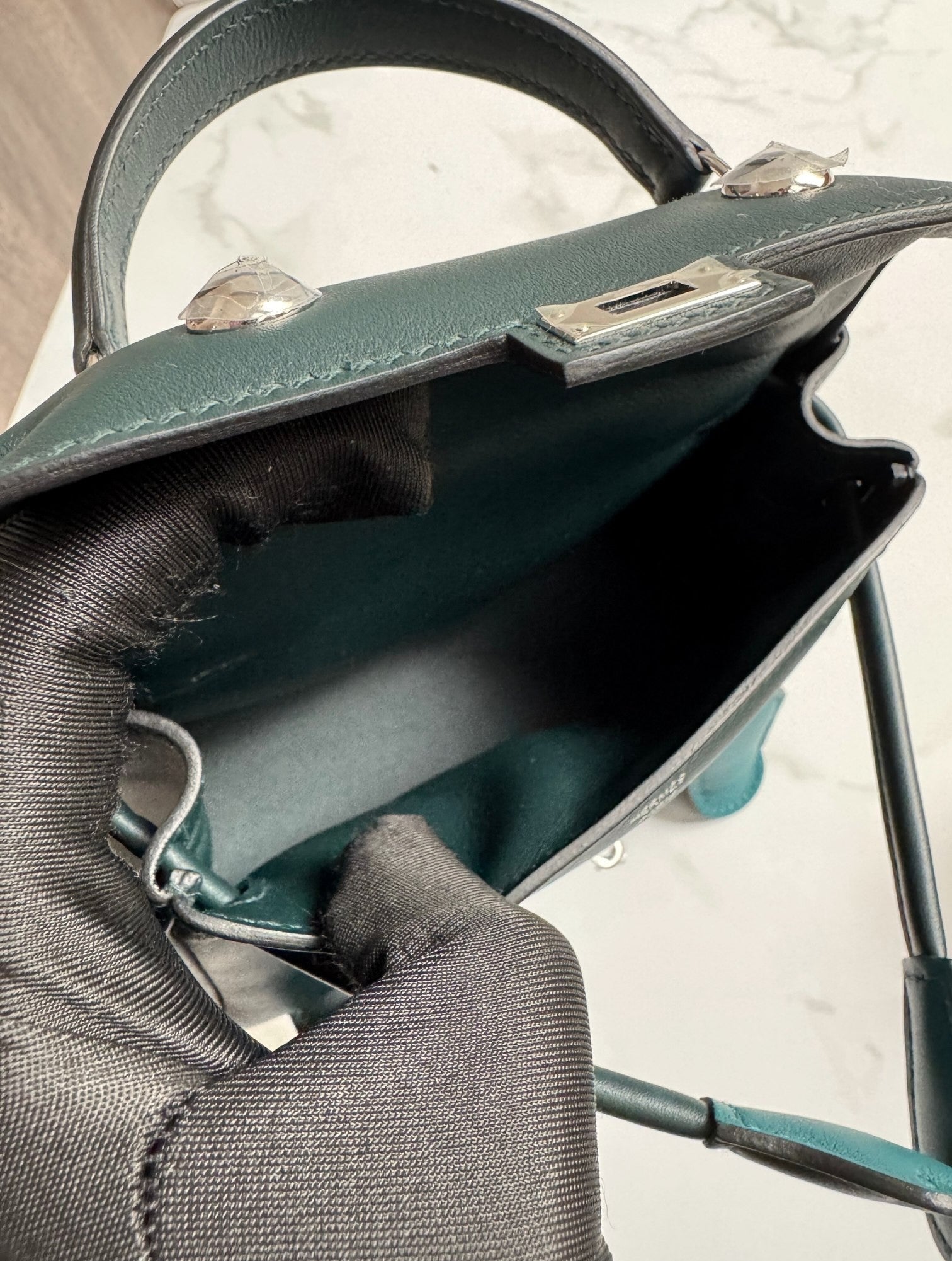 BNIB Hermes Kelly Dole Swift Calfskin Vert Cypres Vert Bosphore PHW