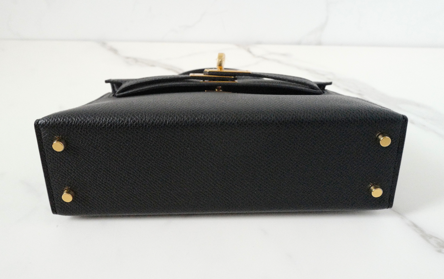 BNIB Hermès Mini Kelly 20 Black Epsom Leather with Gold Hardware Stamp W