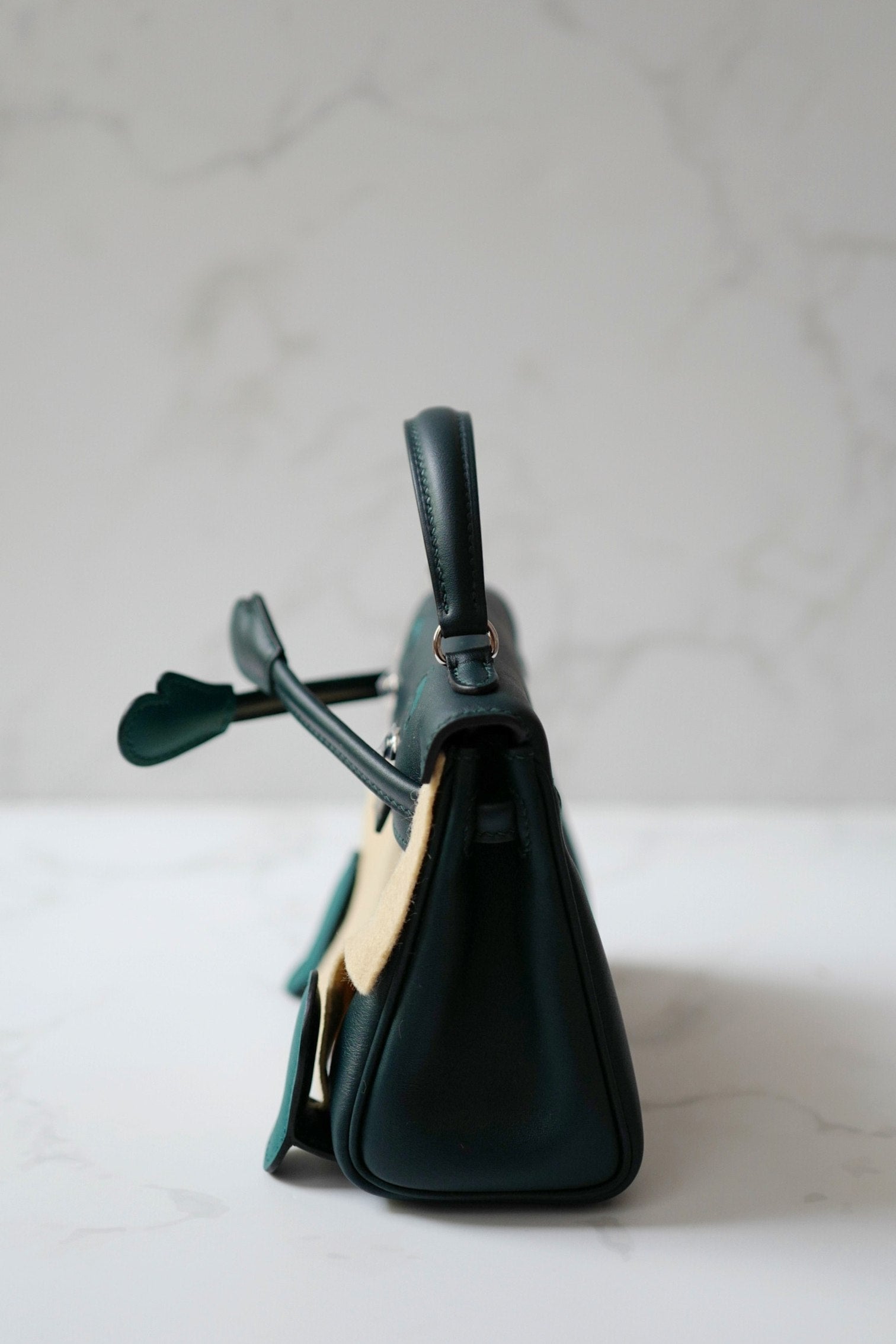 BNIB Hermes Kelly Dole Swift Calfskin Vert Cypres Vert Bosphore PHW