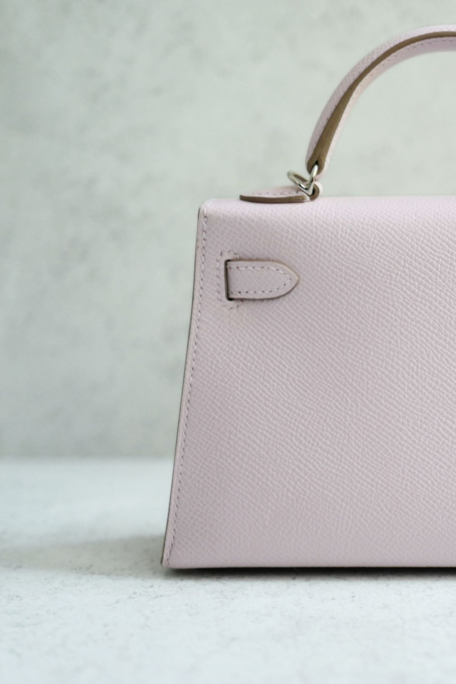 Hermès Mini Kelly Mauve Pale Epsom Leather Palladium Hardware 2024 Stamp B