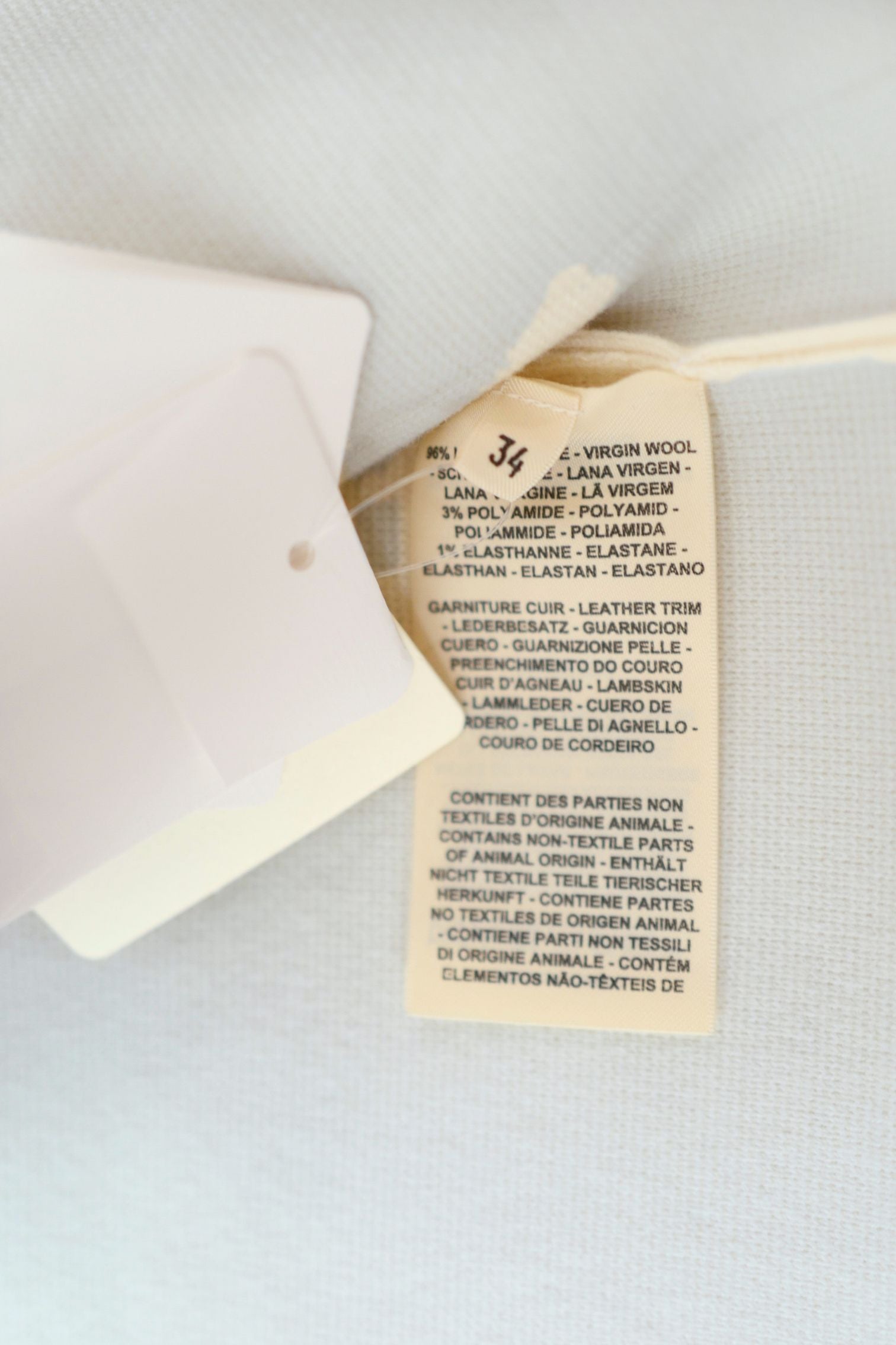 Hermès Woman Outdoor Jacket with Pockets Blanc Naturel Compact Knit Size 34