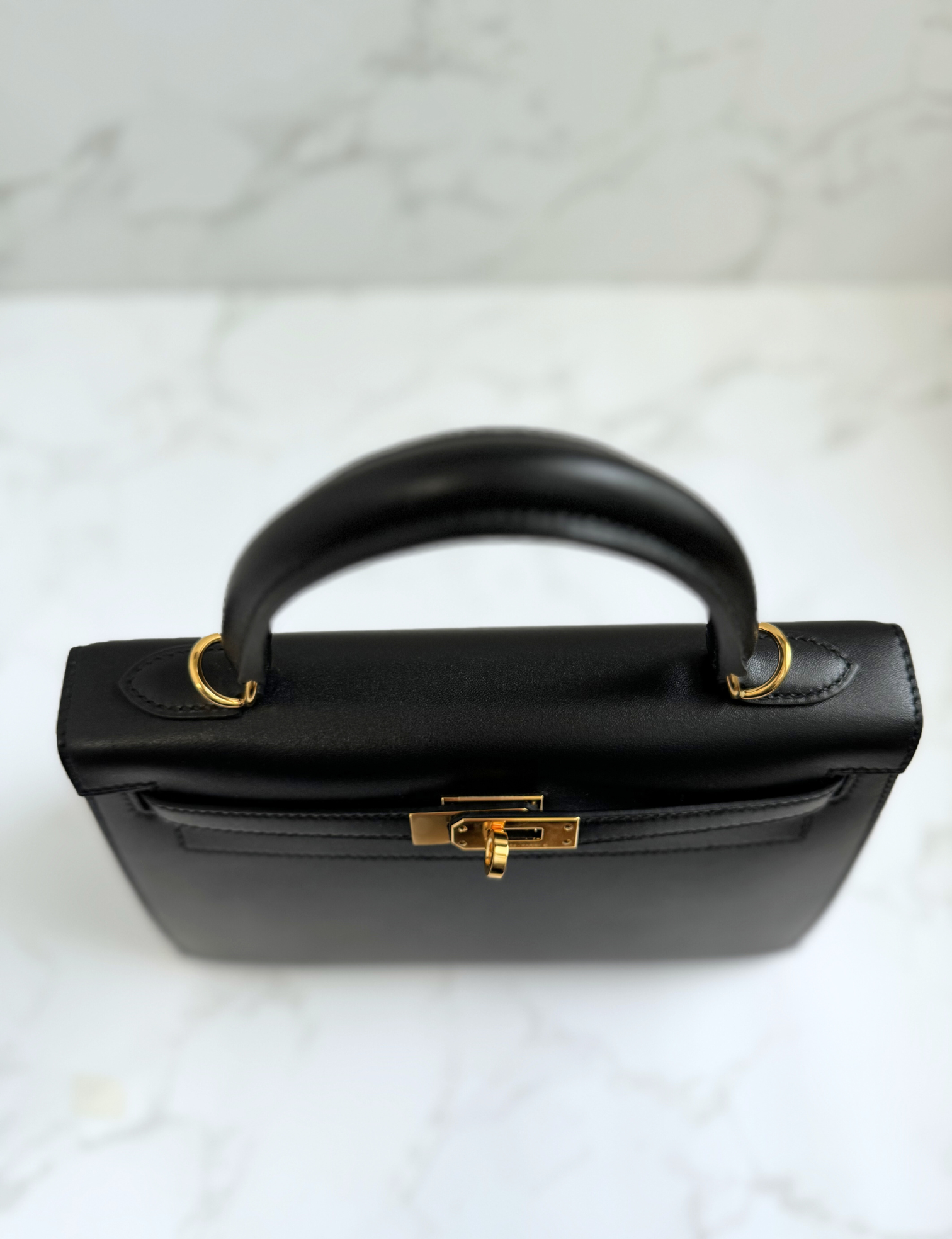 Hermes Kelly 25 Black Tadelakh Sellier Gold HW Complete Original Receipt NEW