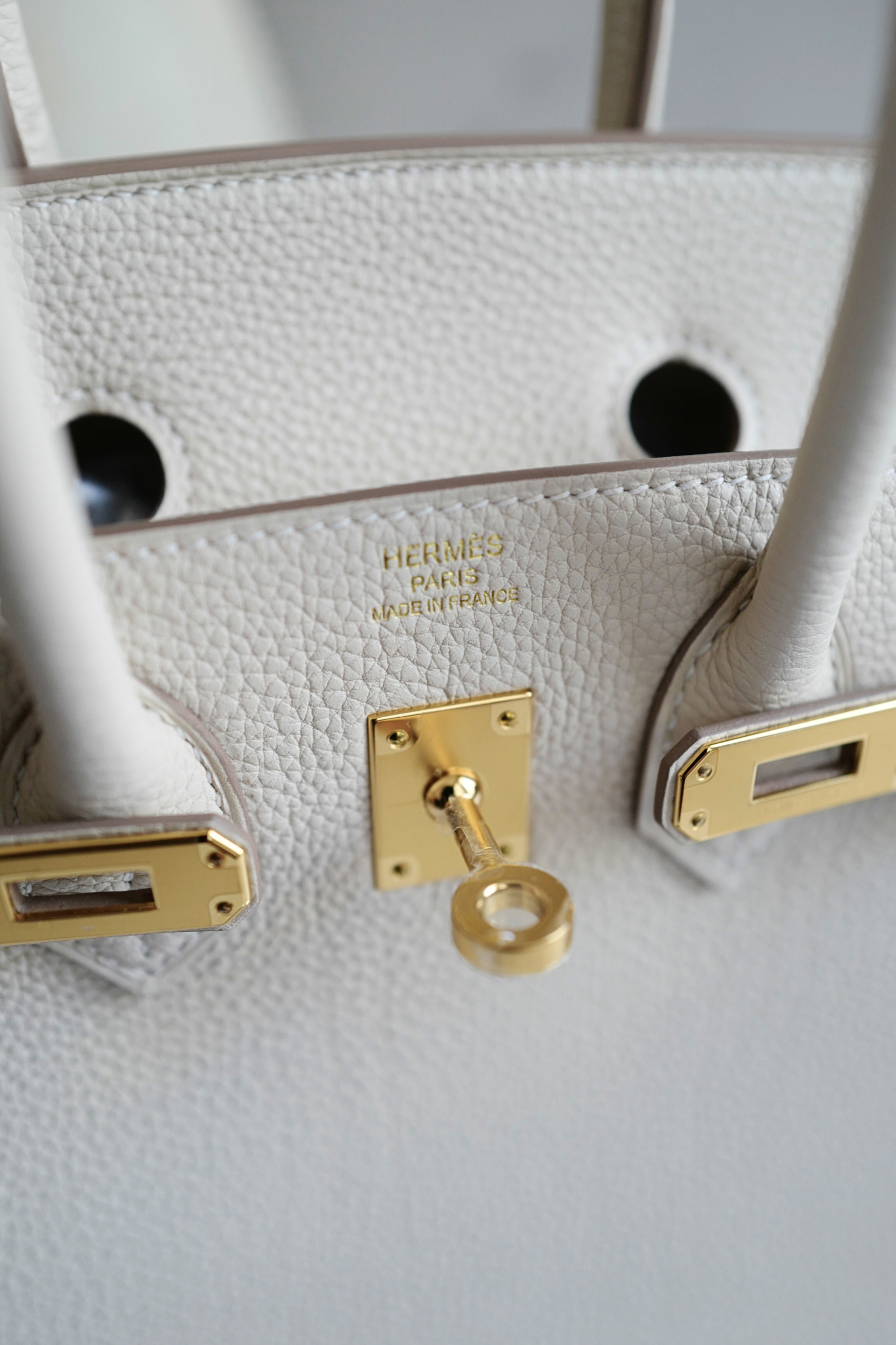 BNIB Hermès Birkin 25 Bag Craie Togo Leather with Gold Hardware