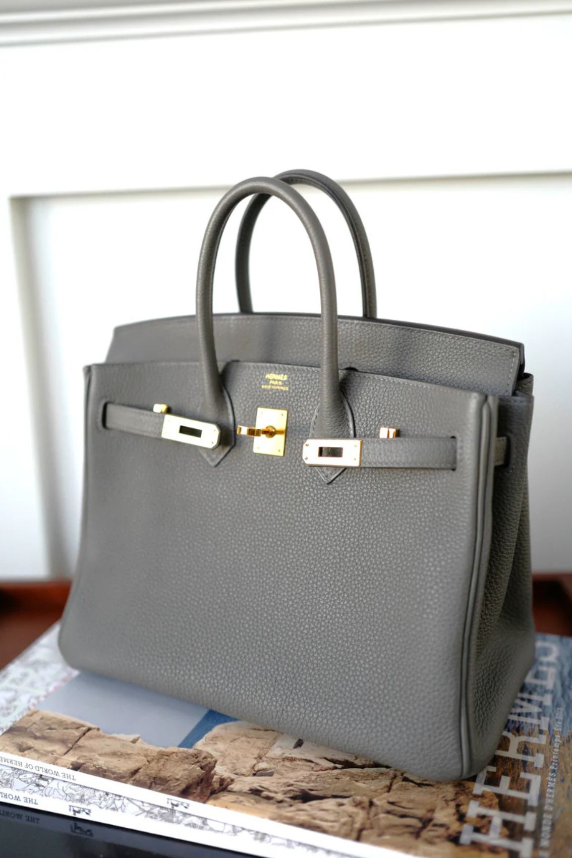 Hermès Birkin 25 Gris Meyer Togo Leather Gold Hardware D Stamp