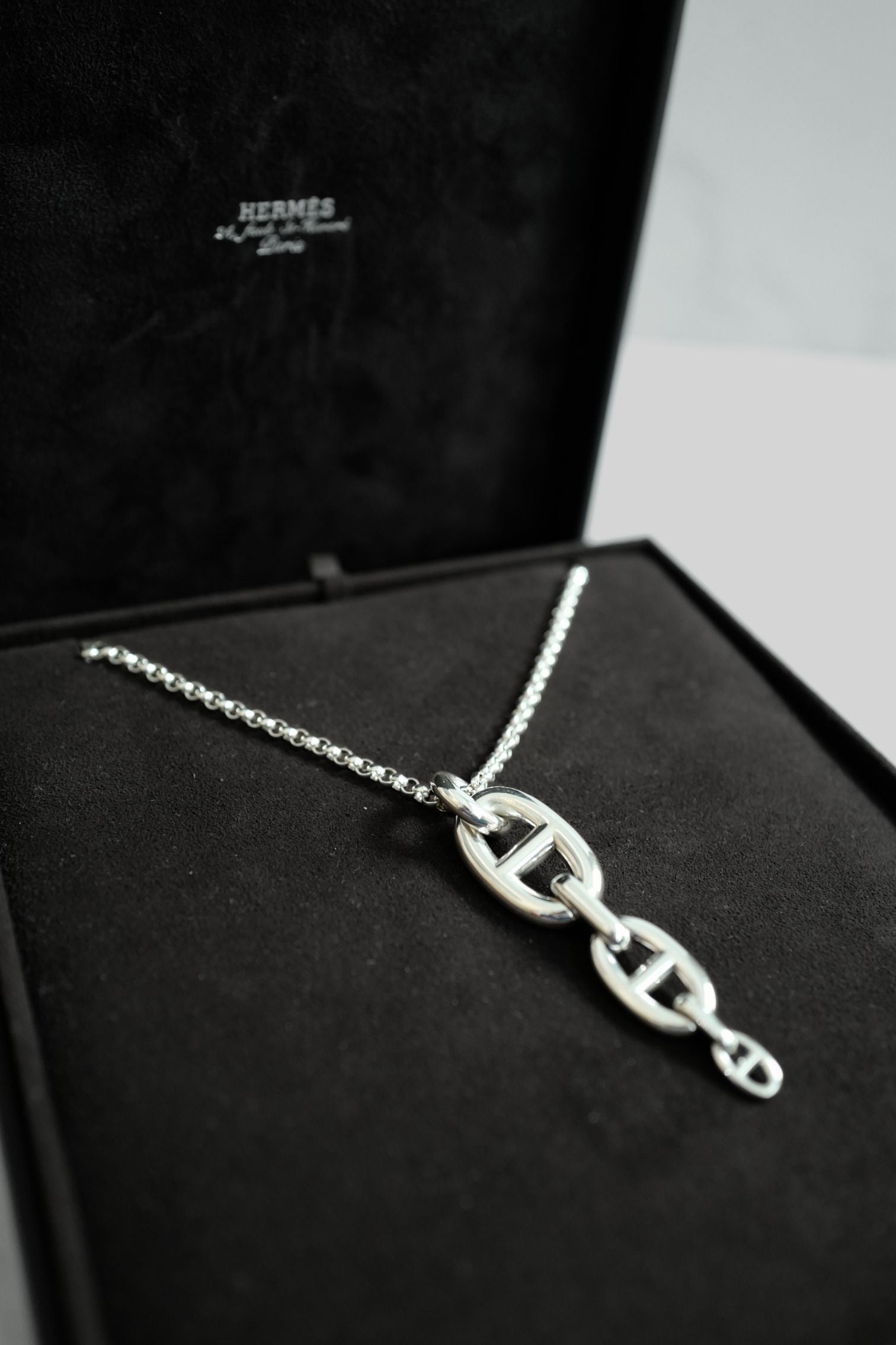 Hermes Chaine d'ancre Necklace Silver Enchainee pendant