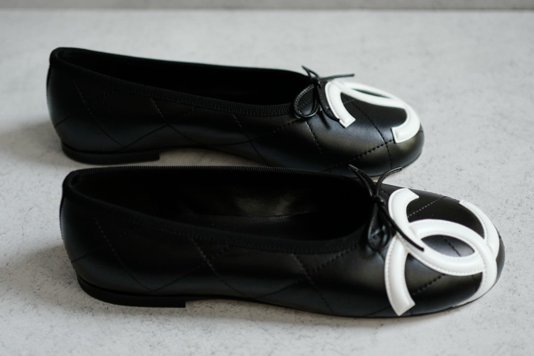 Chanel 26M Coco Beach Ballet Flats Black Lambskin Size 37