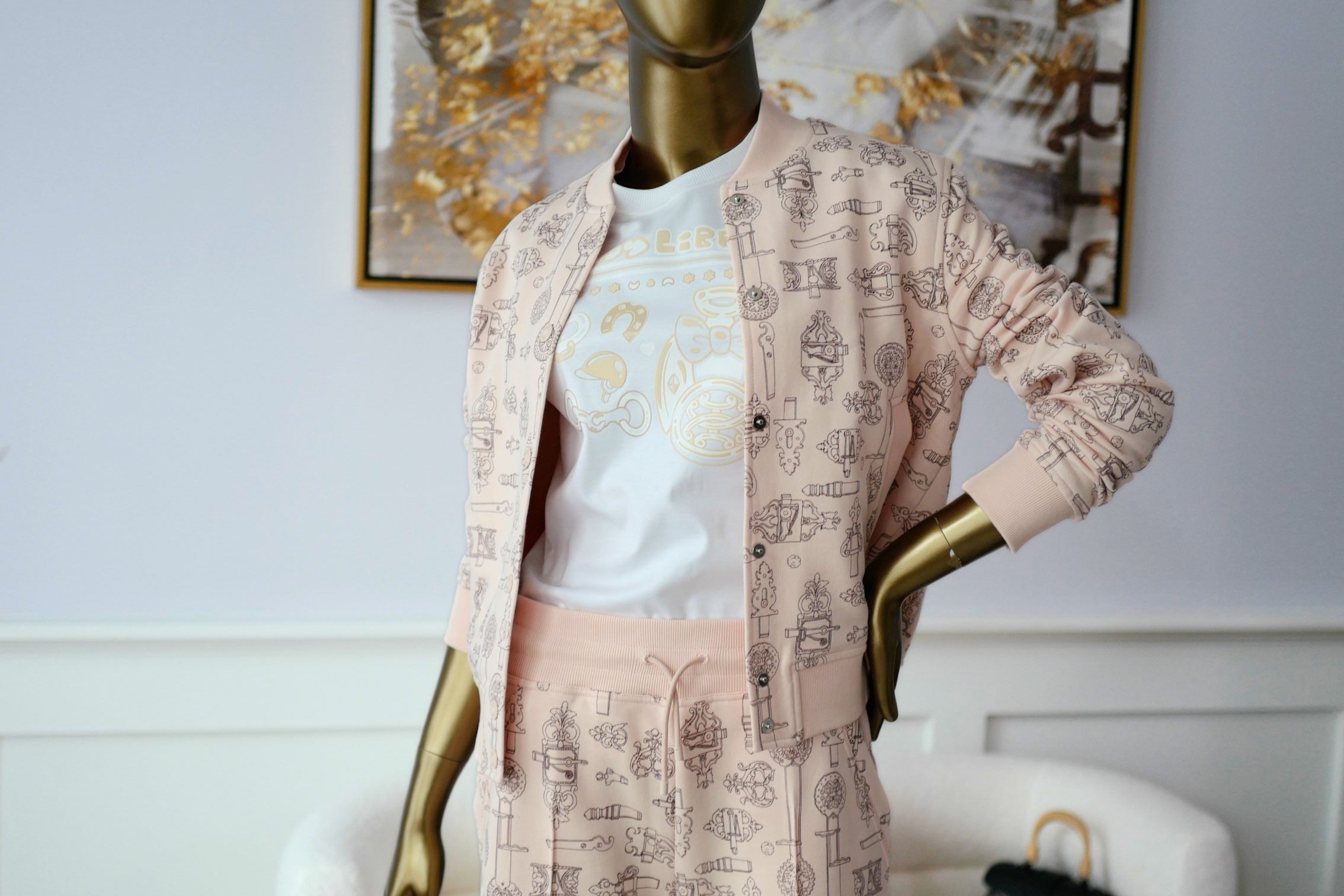 Hermes Varsity Jacket "Ferronnerie Remix" Rose Opaline Cotton Size 36