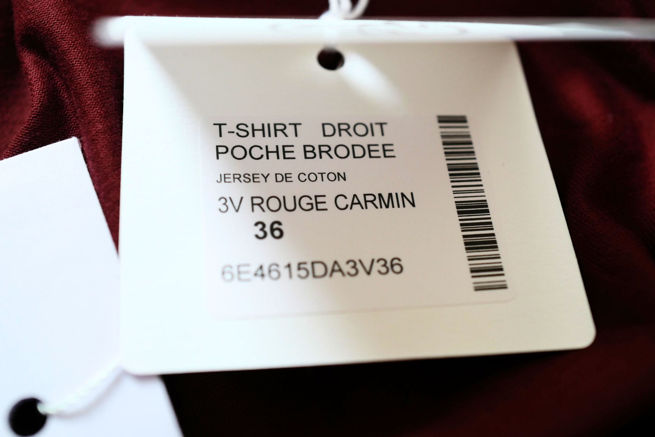 Hermès Embroidered Pocket T-Shirt Rouge Carmin Cotton Crewneck Size 36