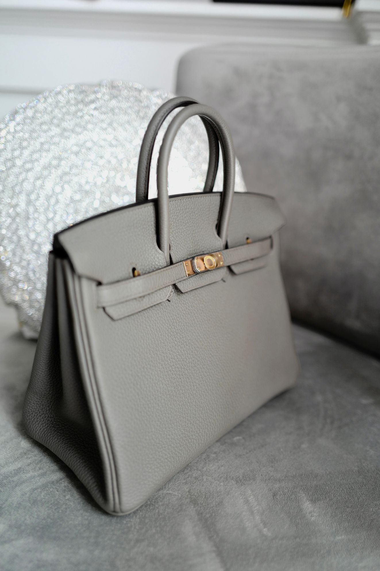 Hermès Birkin 25 Etain Togo Leather Gold Hardware Z Stamp