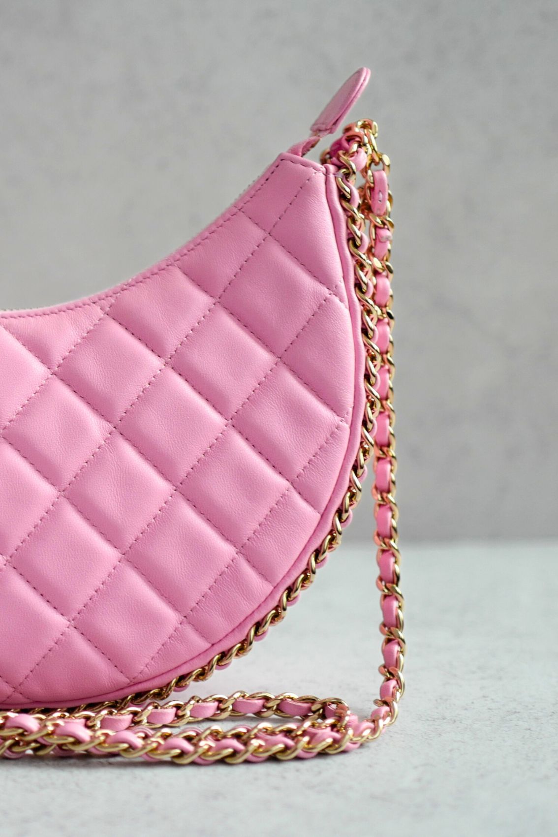 Chanel 23P Small Half Moon Hobo Bag In Lilac Pink With Gold Hardware