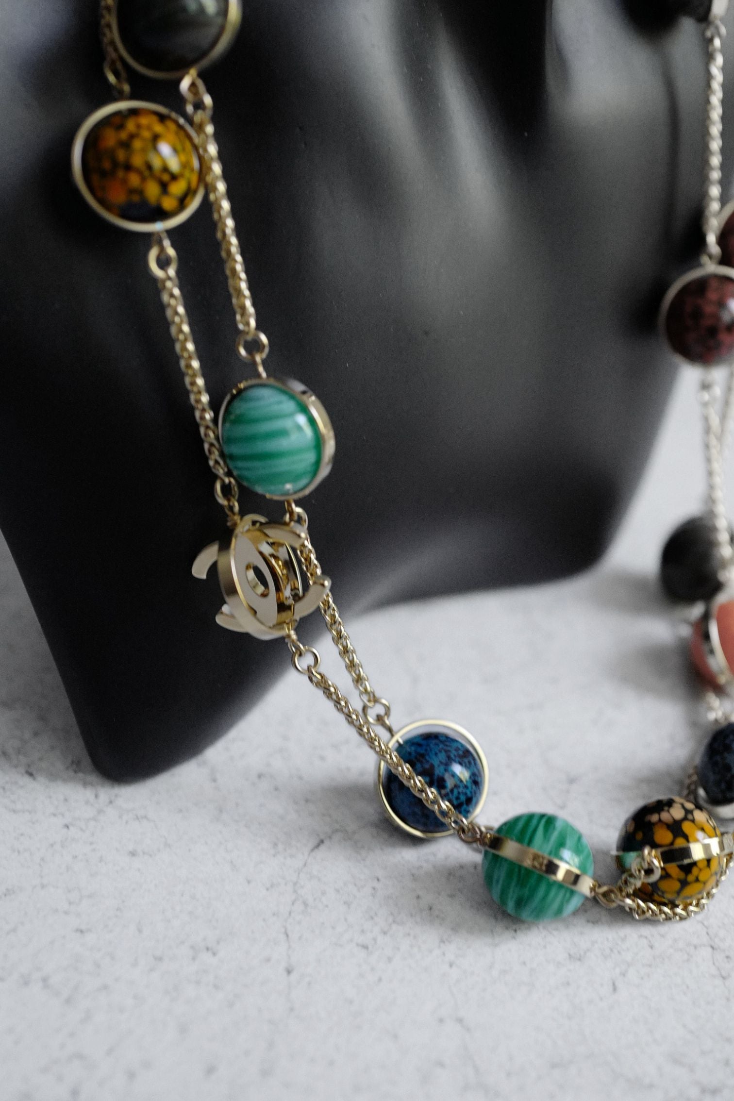 Chanel 26S Long Necklace Gold Multicolour Metal Glass Pearls