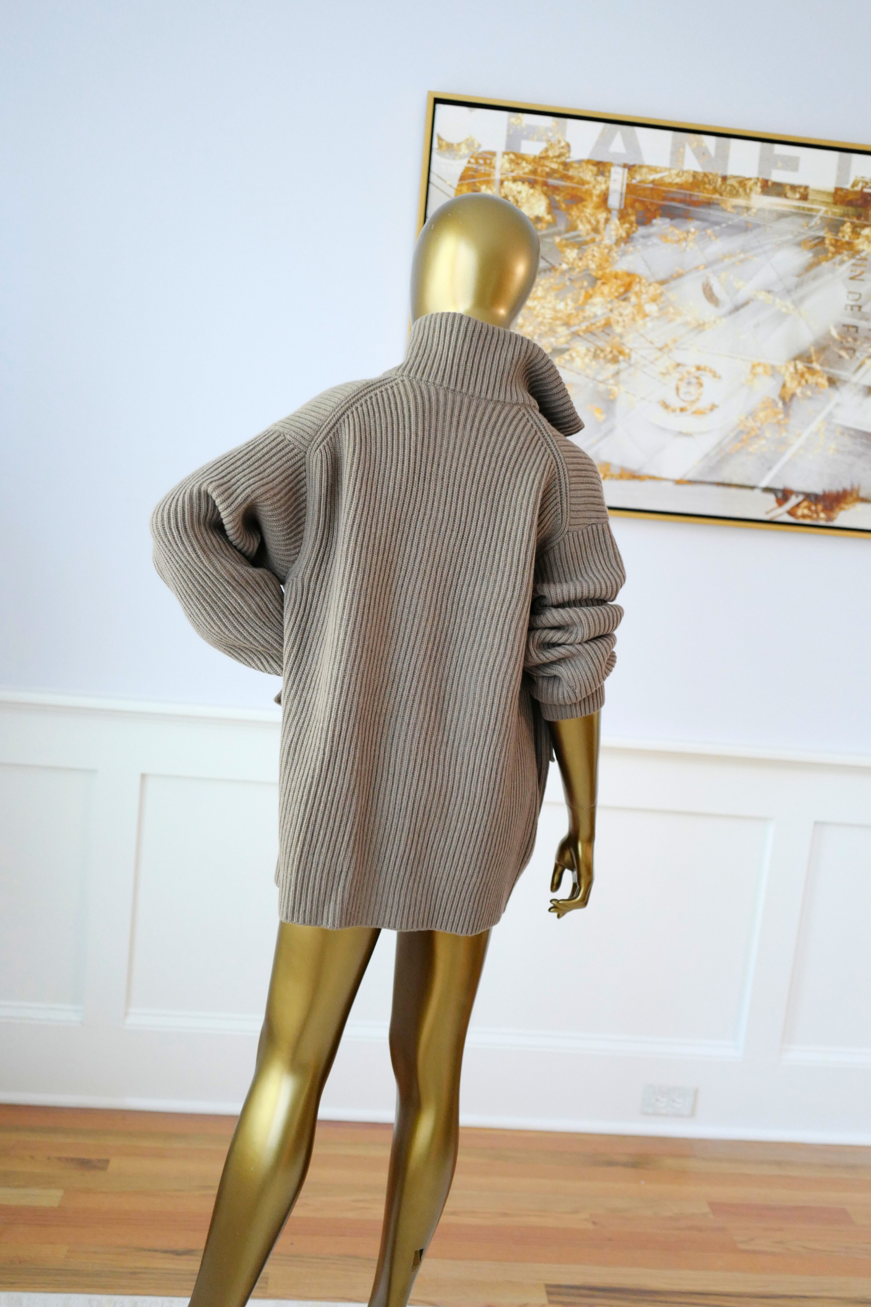 NEW Hermès Blouson Cardigan H Pockets Etoupe Size 34 Wool Jacket