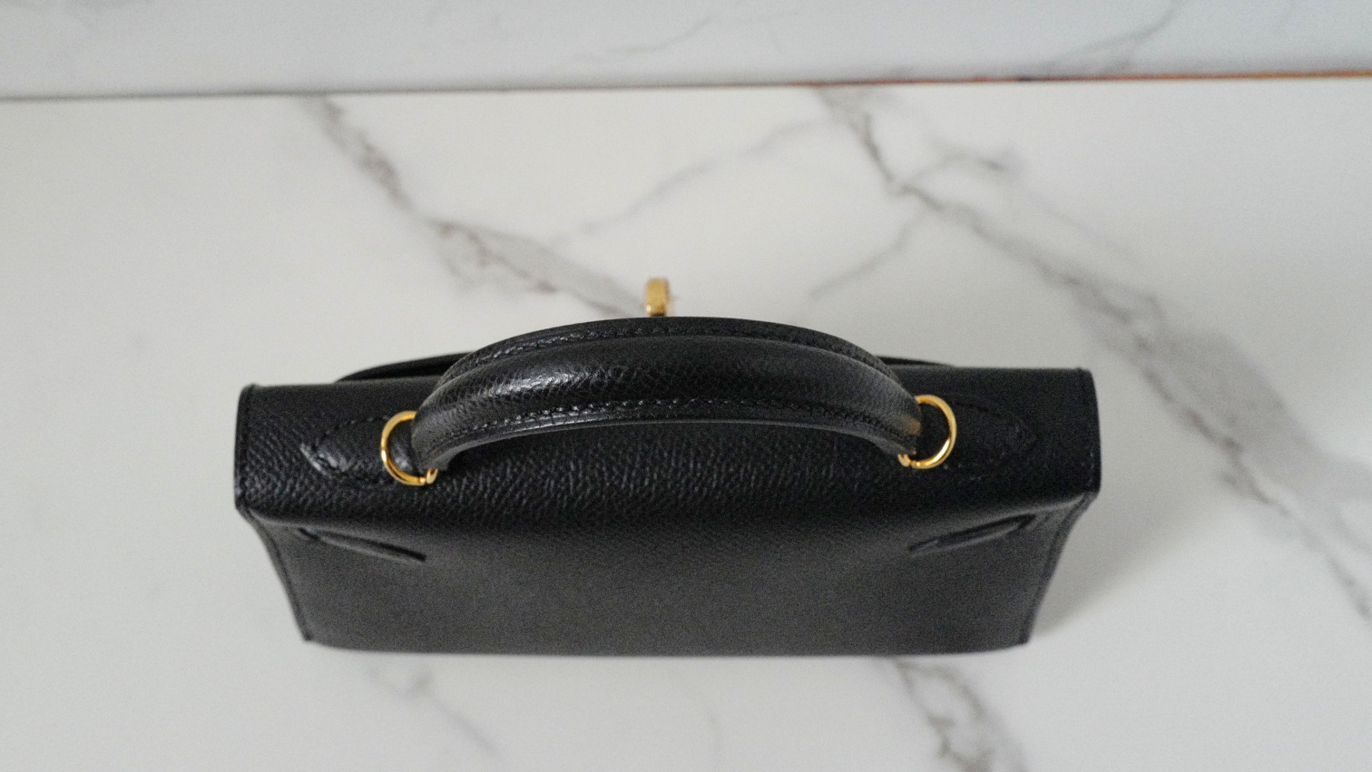 BNIB Hermès Mini Kelly 20 Black Epsom Leather with Gold Hardware Stamp W