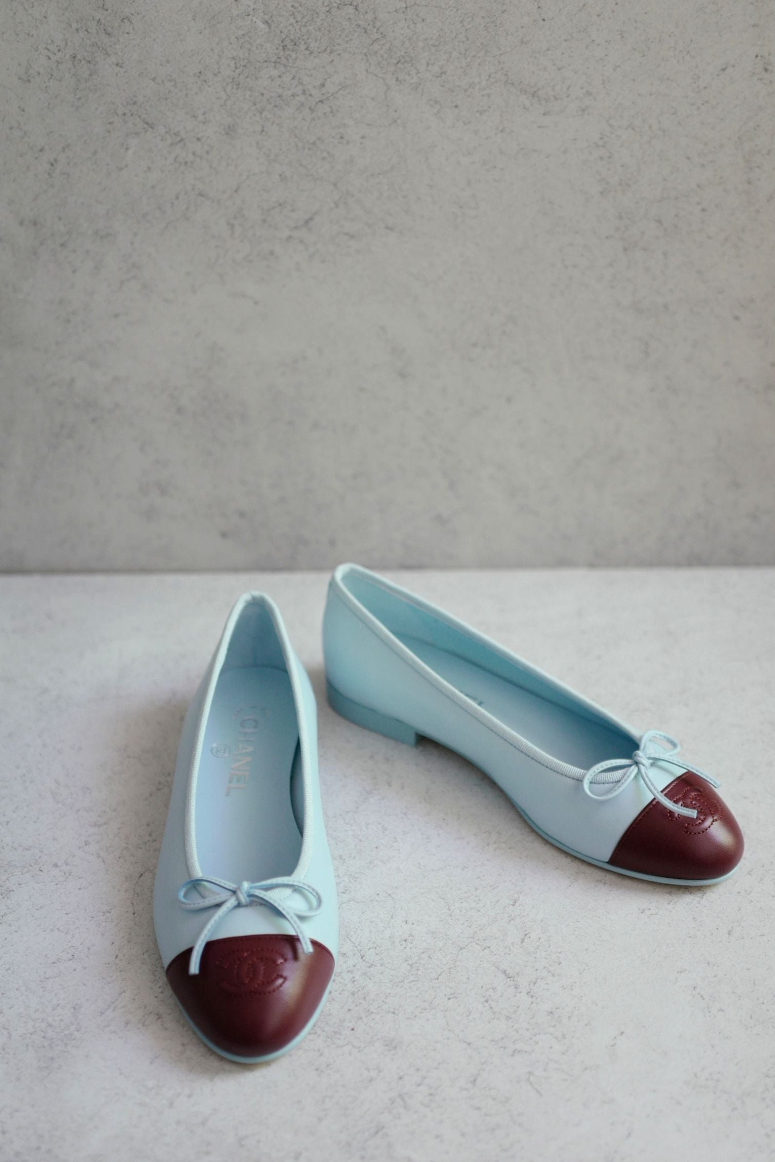 Chanel 26S Matthieu Blazy's Ballet Flats Burgundy Blue Lambskin Size 37
