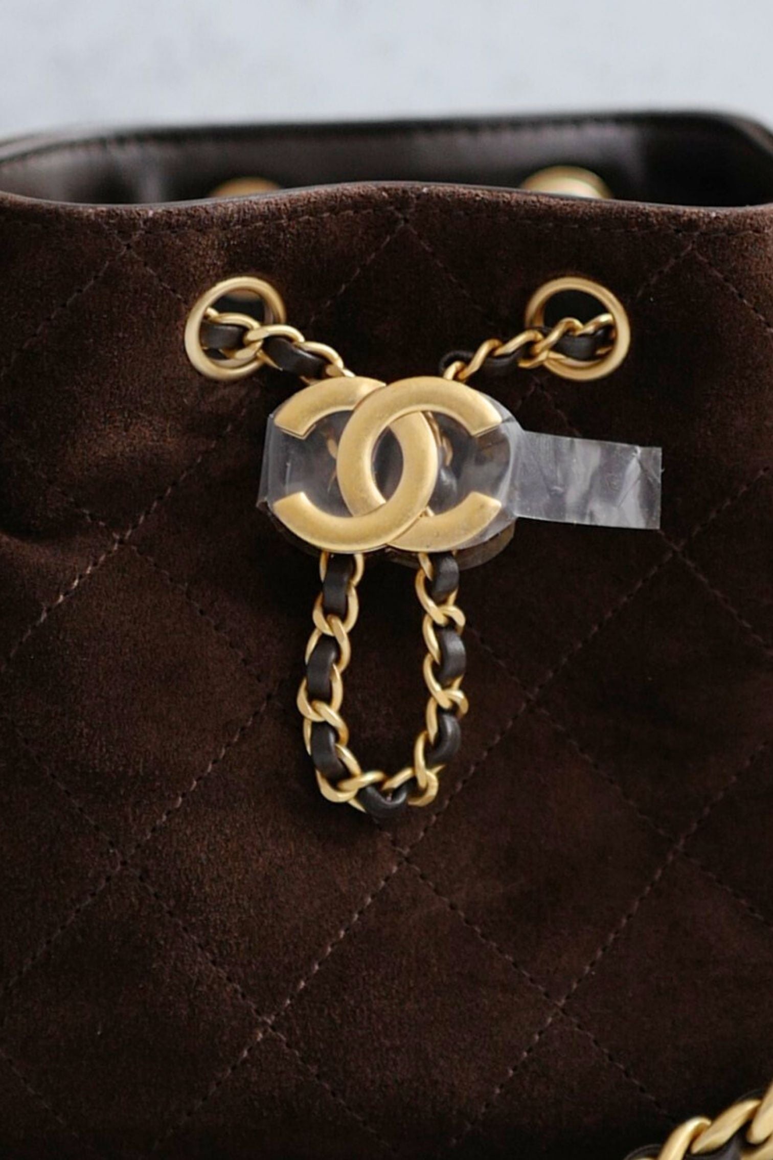 Chanel 26C Mini Hobo Shoulder Bag Dark Brown Suede Calfskin Gold Hardware