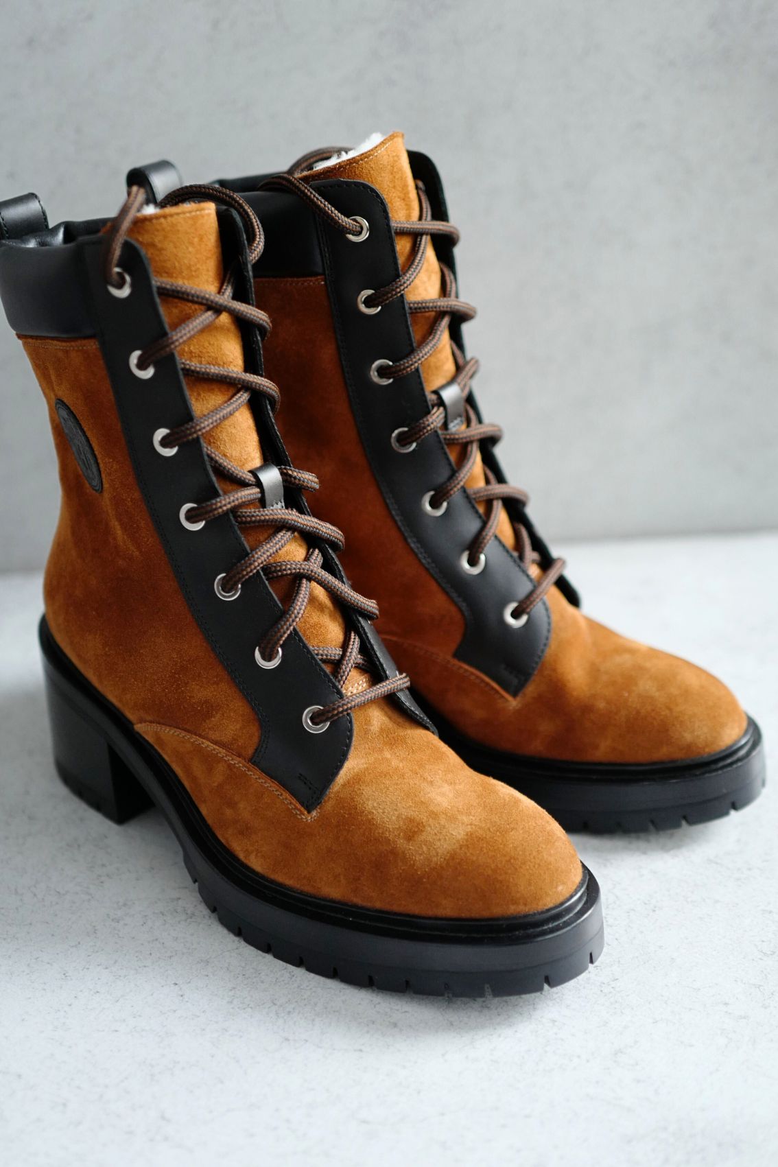 Hermes Bridge Suede Combat Boots Size 37.5 In Brown Over $1800 Retail