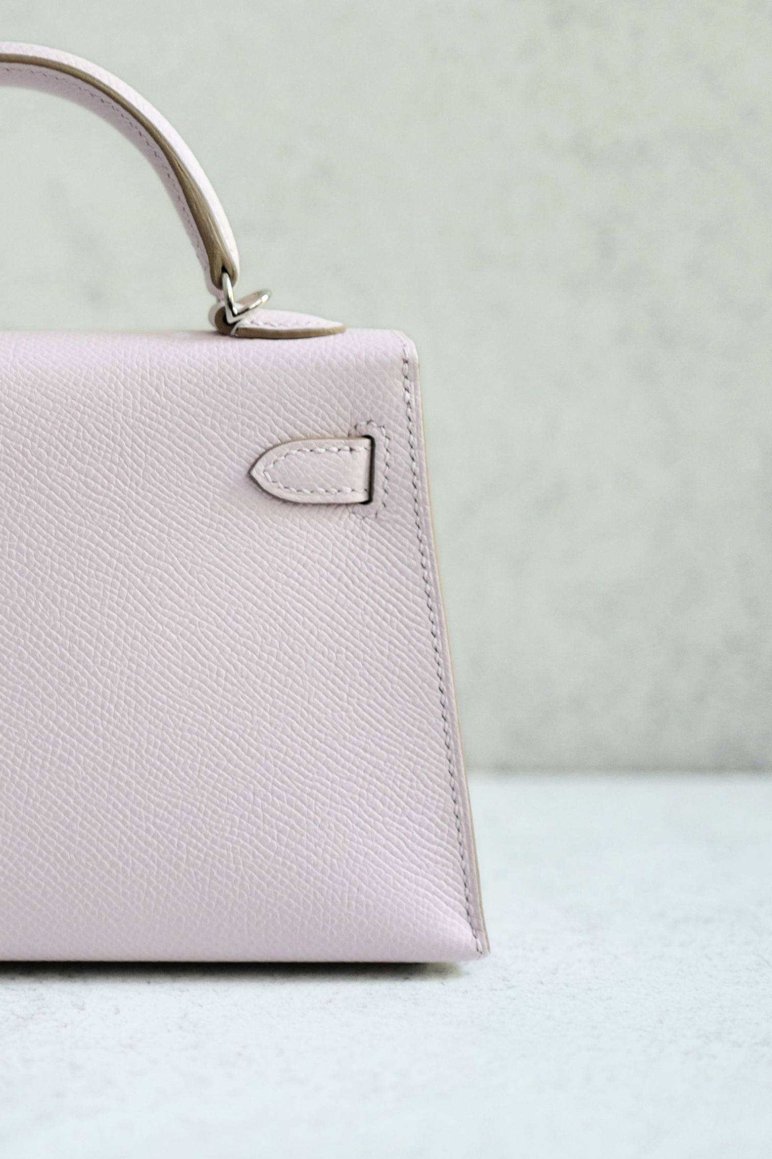 Hermès Mini Kelly Mauve Pale Epsom Leather Palladium Hardware 2024 Stamp B