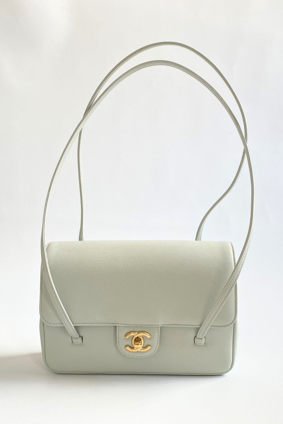 Chanel 26s Preppy Coco 22 Small Light Green Grained Shiny Calfskin GHW