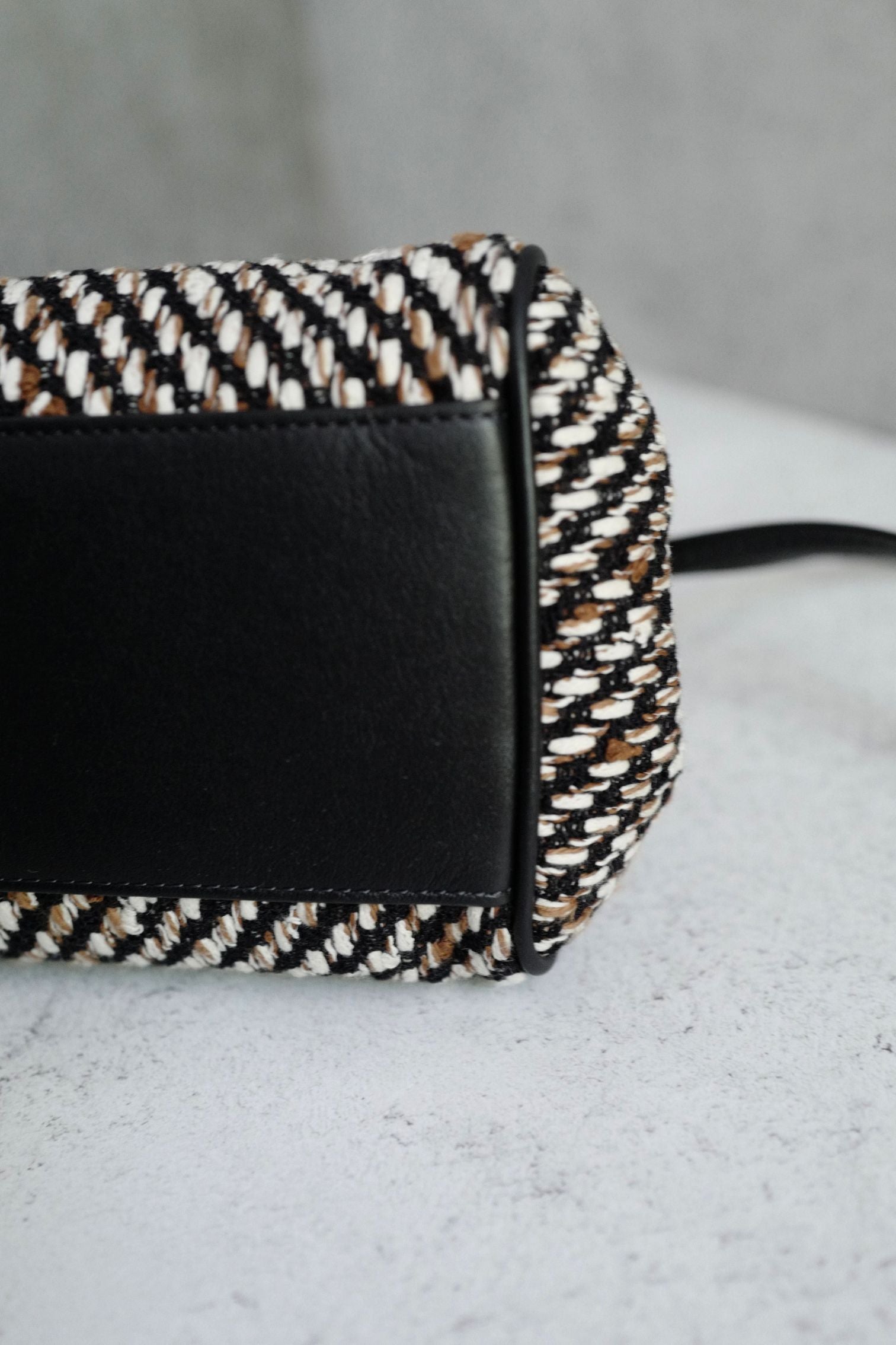 Chanel 26S Small Shopping Bag Matthieu Blazy Black Ecru Wool Gold Hardware