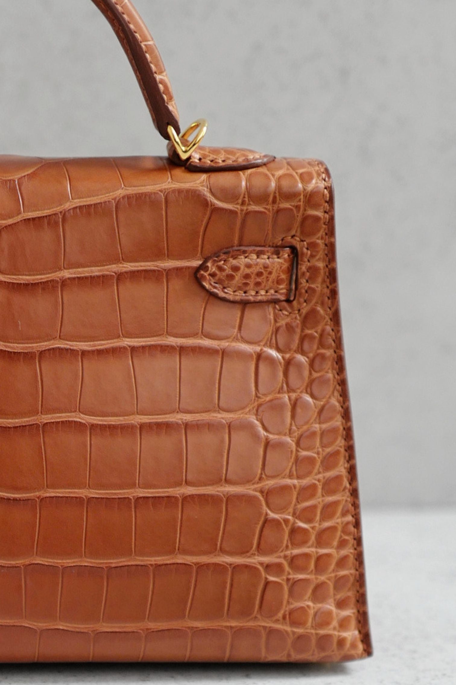 Hermès Mini Kelly Gold Sellier Alligator Mississippiens GHW G Stamp