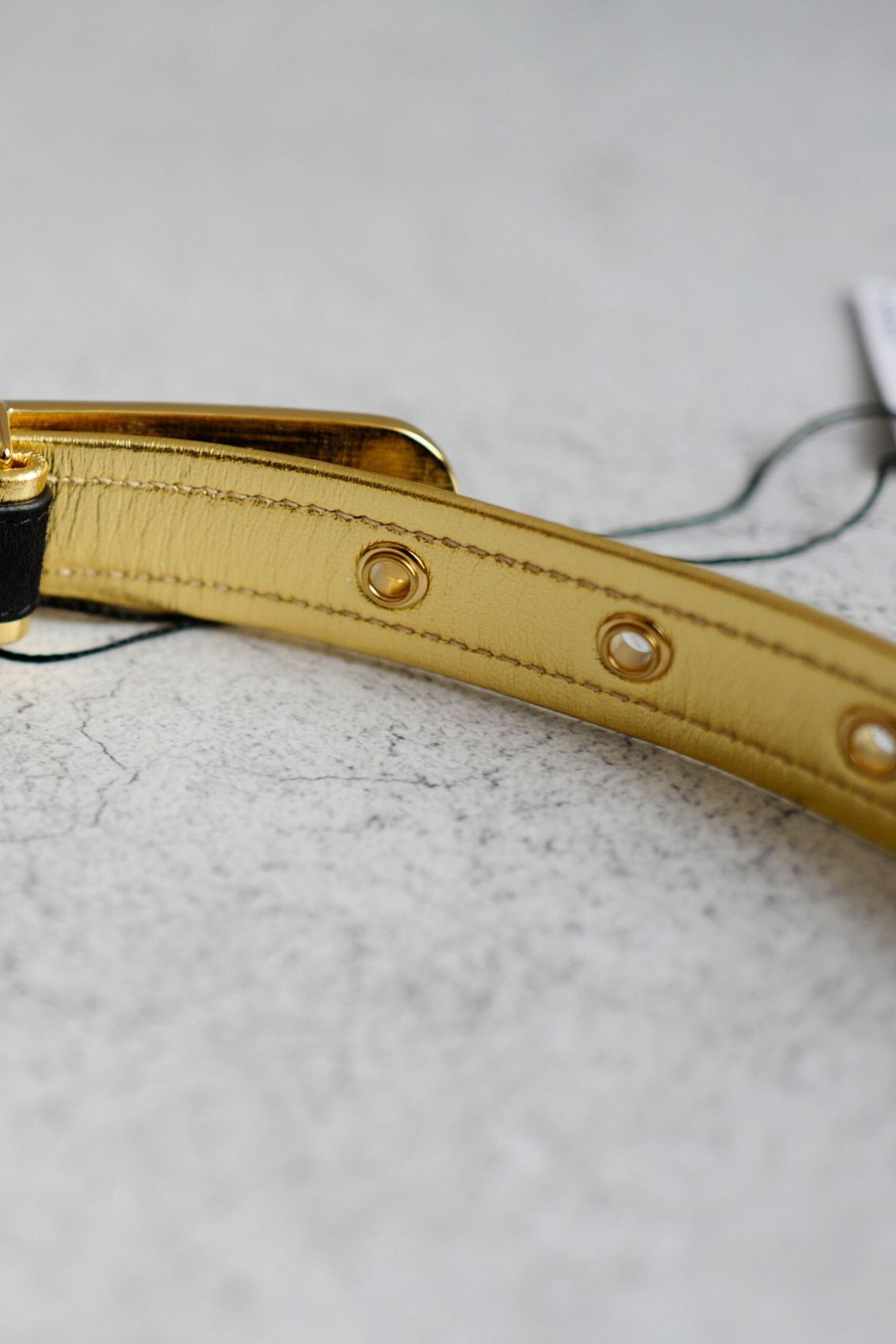 Chanel 24S Womens Leather Belt in Goatskin, Lambskin & Metal Black & Gold 80