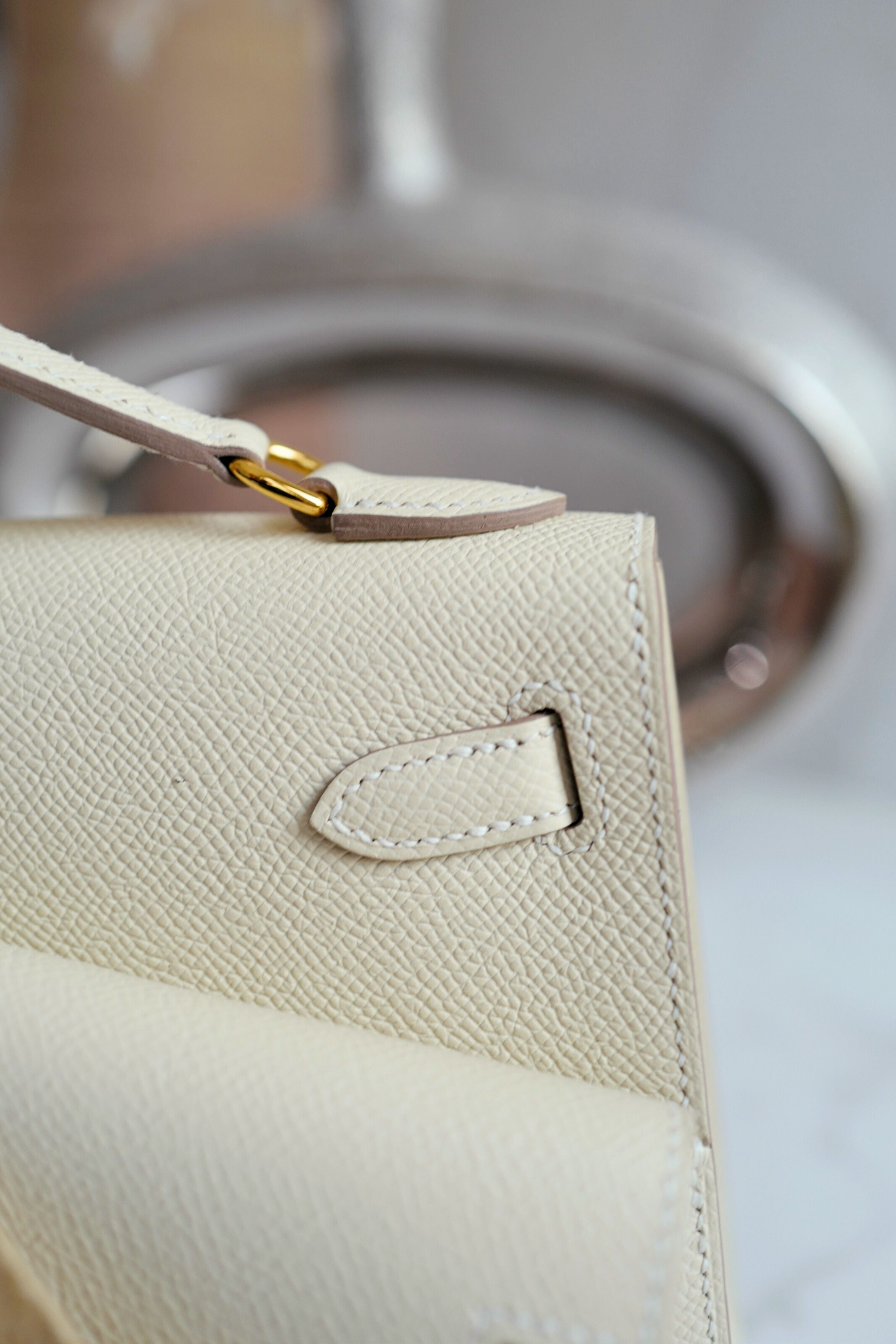 BNIB Hermes Kelly En Desordre Craie Epsom Gold HW Limited Edition