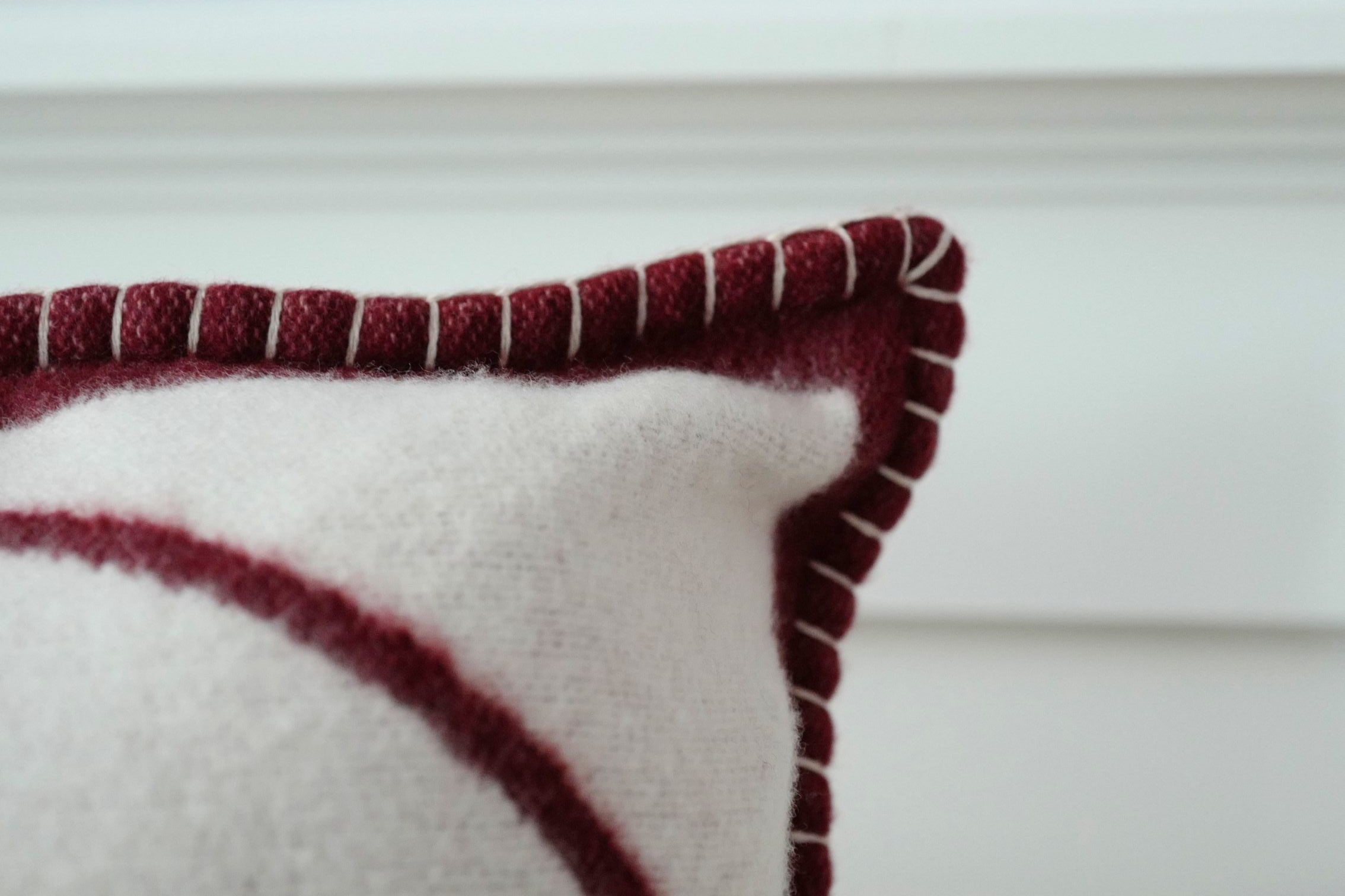 NEW Chanel CC Logo Pillow Burgundy White Wool Cashmere