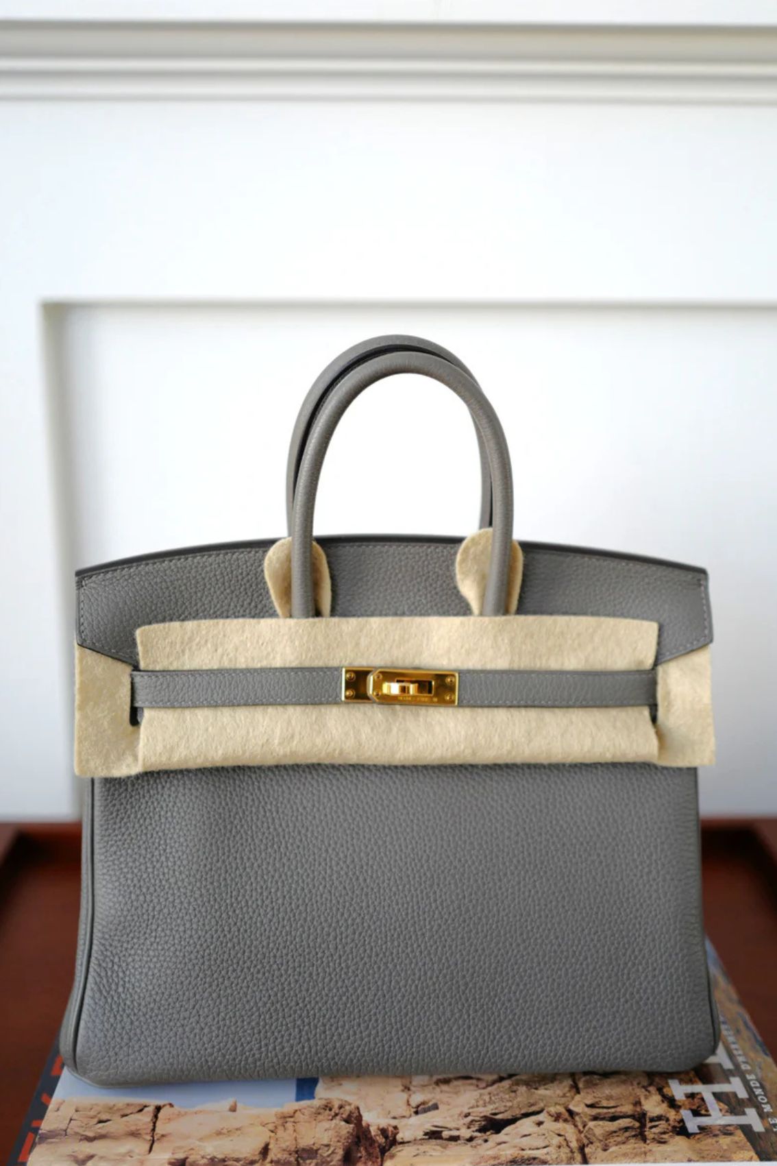 Hermès Birkin 25 Gris Meyer Togo Leather Gold Hardware D Stamp