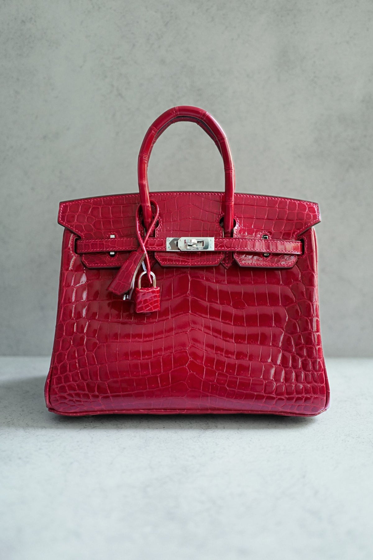 Hermes Birkin 25 Braise Shiny Niloticus Crocodile Palladium Hardware