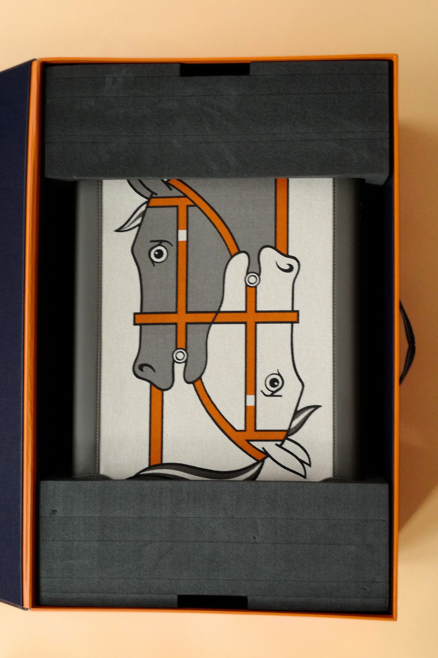 Hermès R.M.S II Cabin Suitcase Toile H Plume Quadrige Étain/Ecru Régate