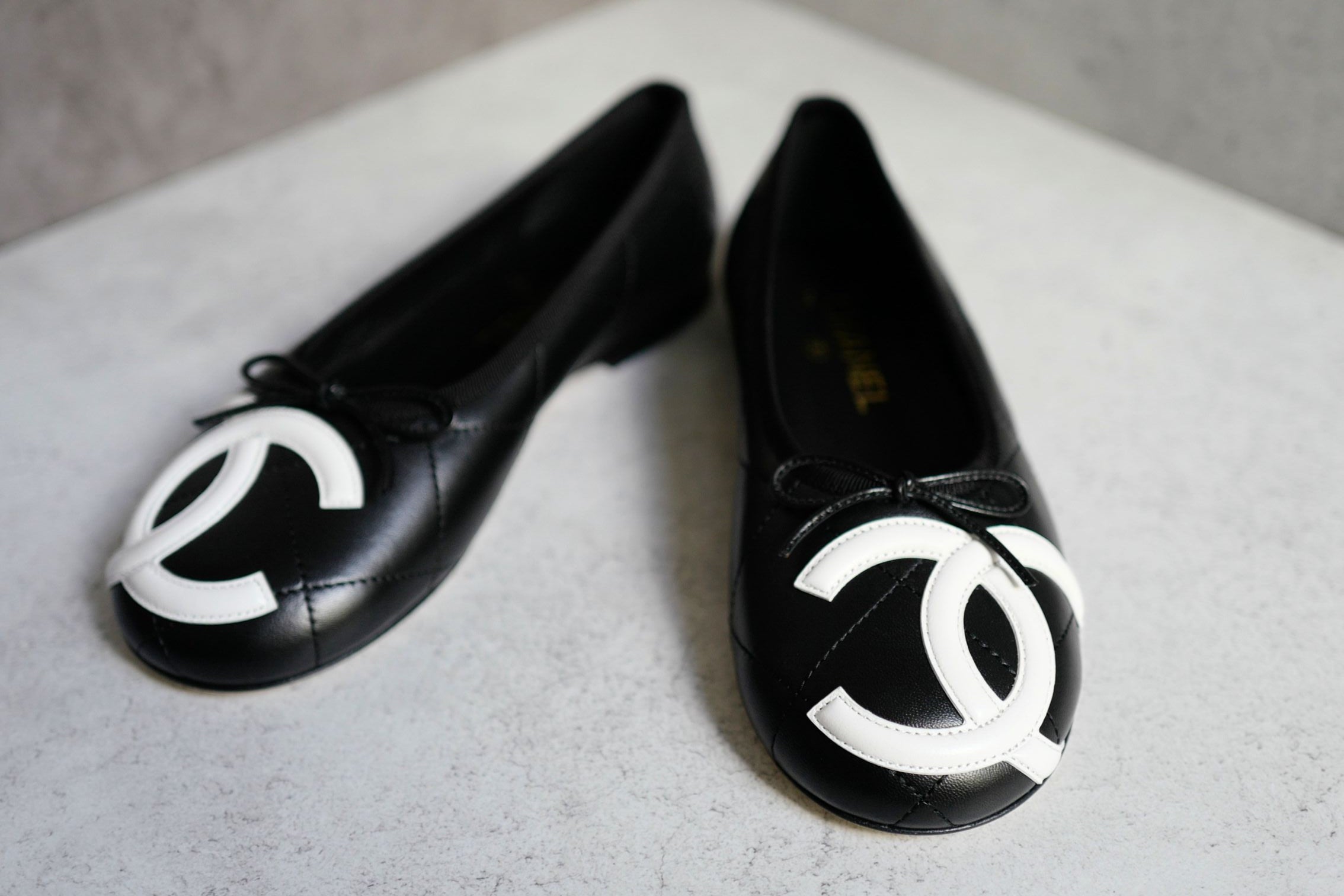 Chanel 26M Coco Beach Ballet Flats Black Lambskin Size 37